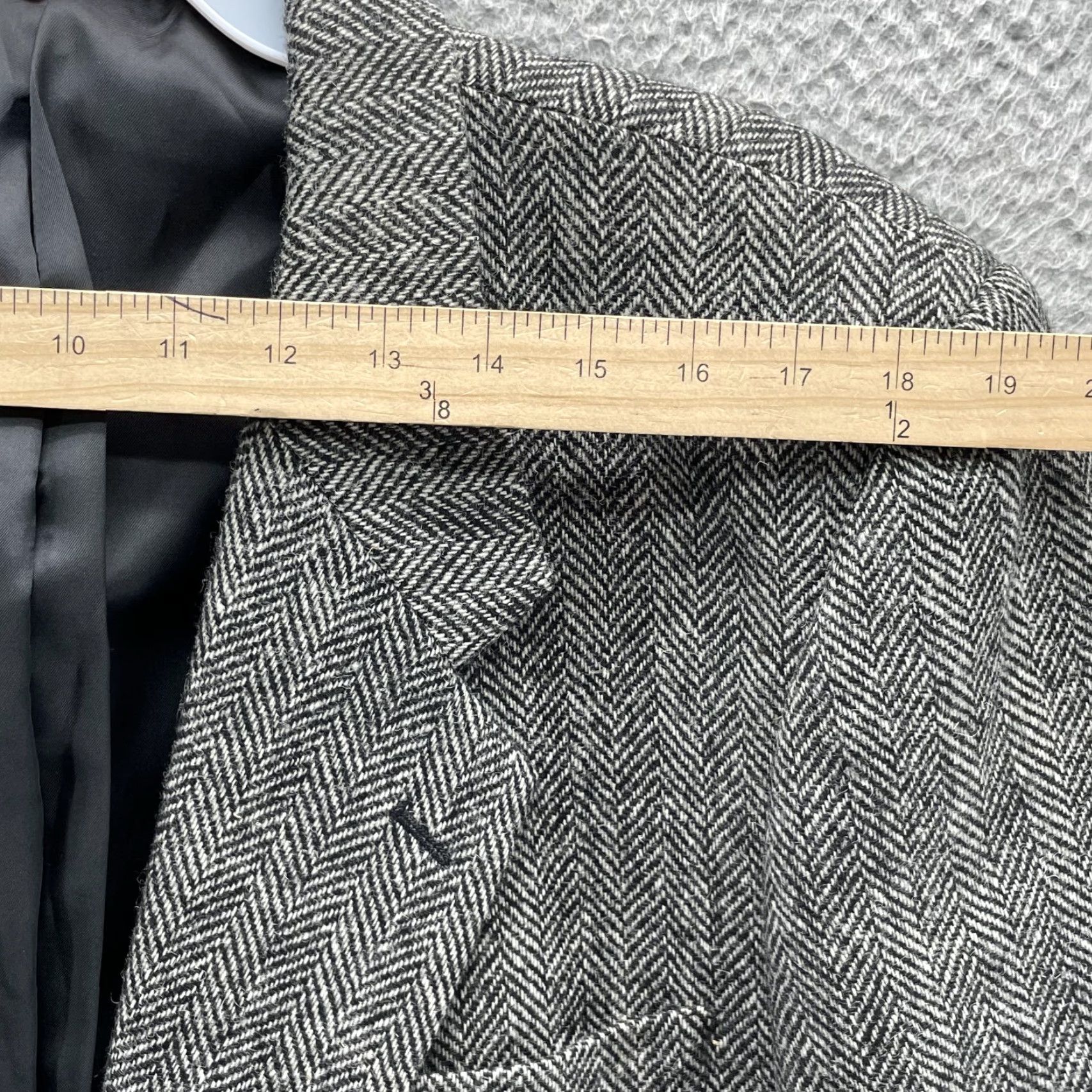Jack Victor Moda Prima Blazer Men's 46 L 100% Wool Herringbone Corpcore Academia Business Size 46R - 3 Thumbnail