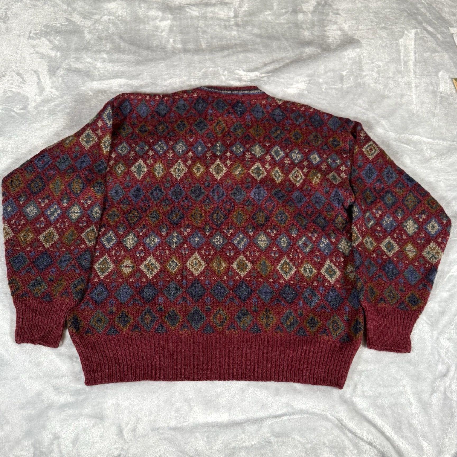 Vintage VINTAGE Collectif Geometric Sweater Mens L Wool Mohair Blend Made In Italy Red 90s Preppy READ! Size US L / EU 52-54 / 3 - 5 Thumbnail