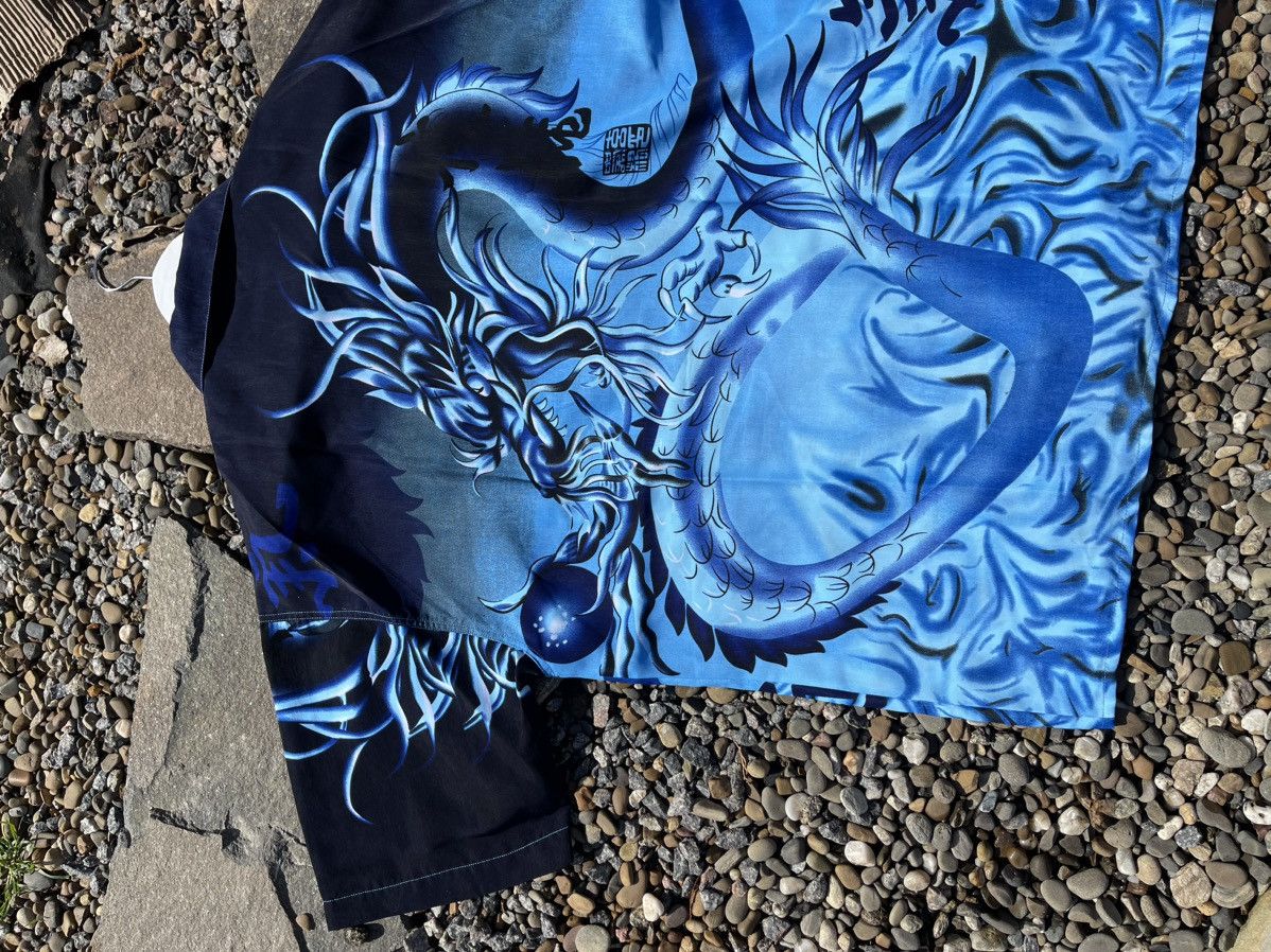 Japanese Brand × Vintage 🧶SILK vintage dragon blue short sleeve shirt y2k Size US XL / EU 56 / 4 - 12 Thumbnail