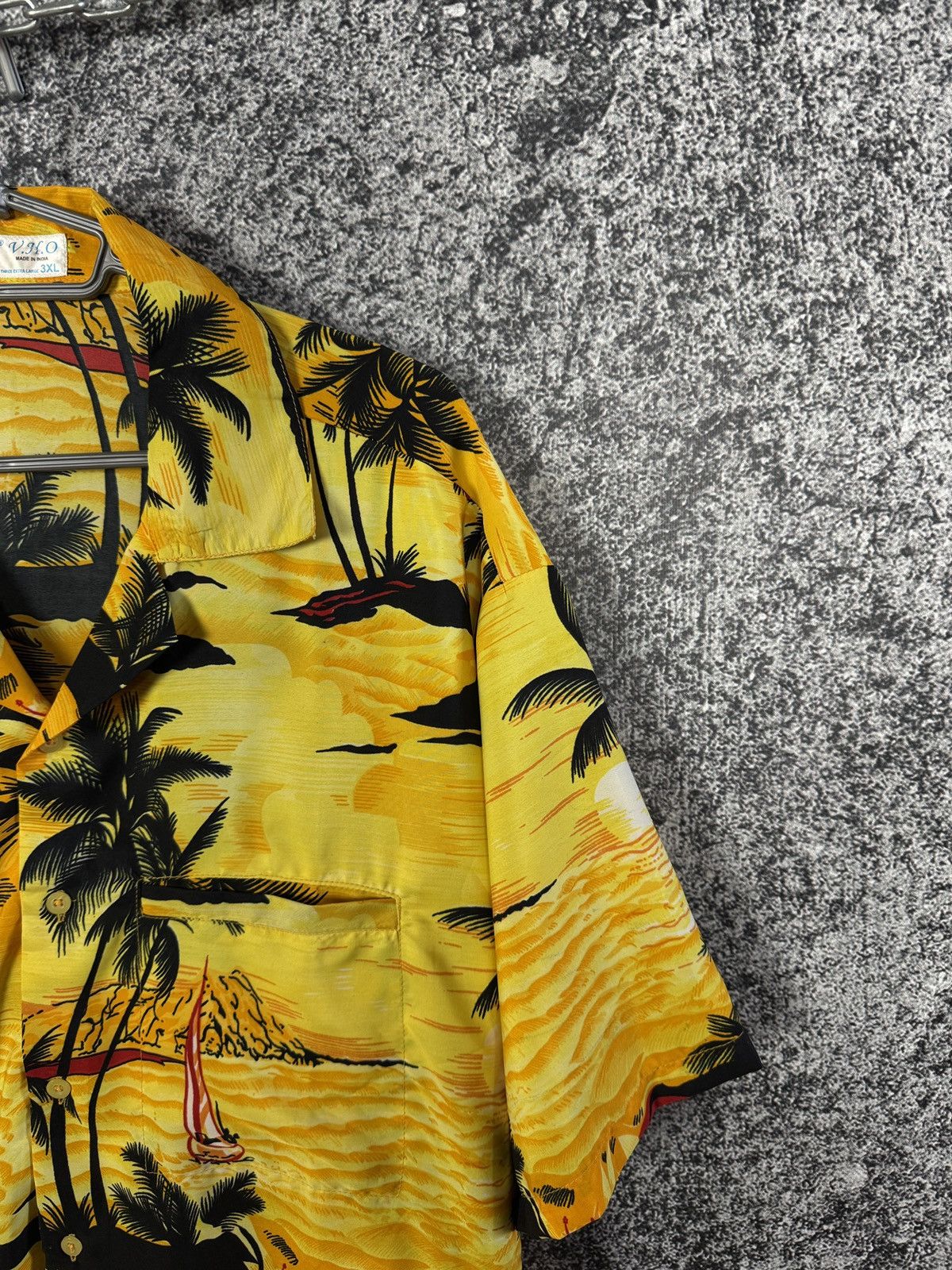 Vintage Hawaiian Shirt Tropical Sunset Palm Tree Aloha Camp Collar Size US XXL / EU 58 / 5 - 2 Thumbnail
