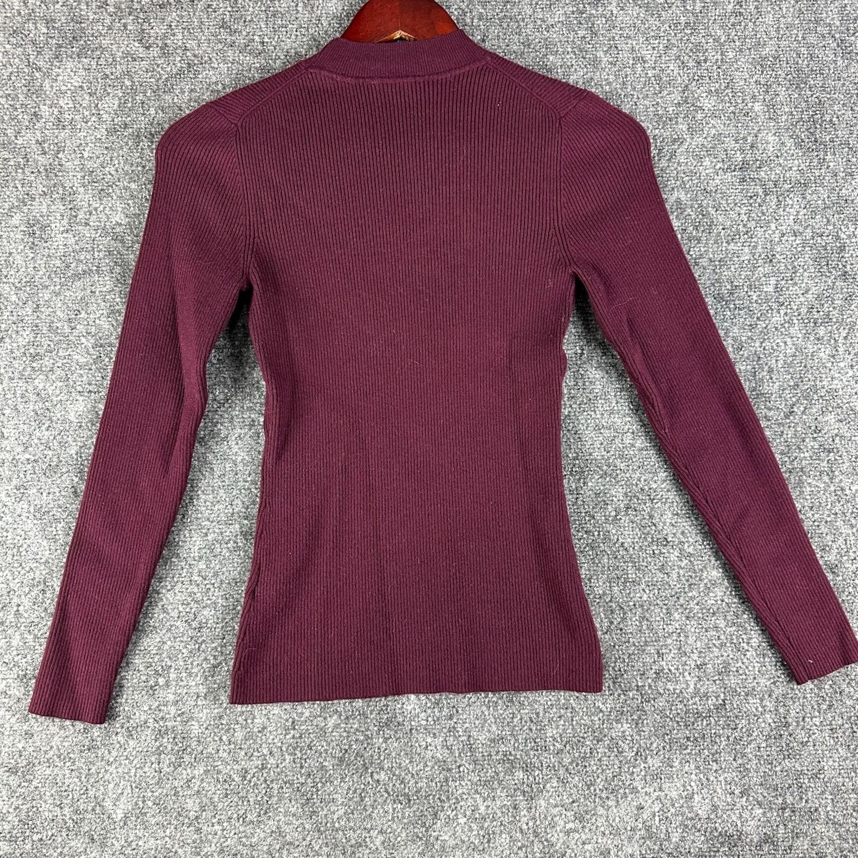 Ted Baker Ted Baker Sweater Womens US 4 Burgundy Ribbed Knit Long Sleeve Pullover Mock Neck Knit Solid Size S / US 4 / IT 40 - 7 Thumbnail