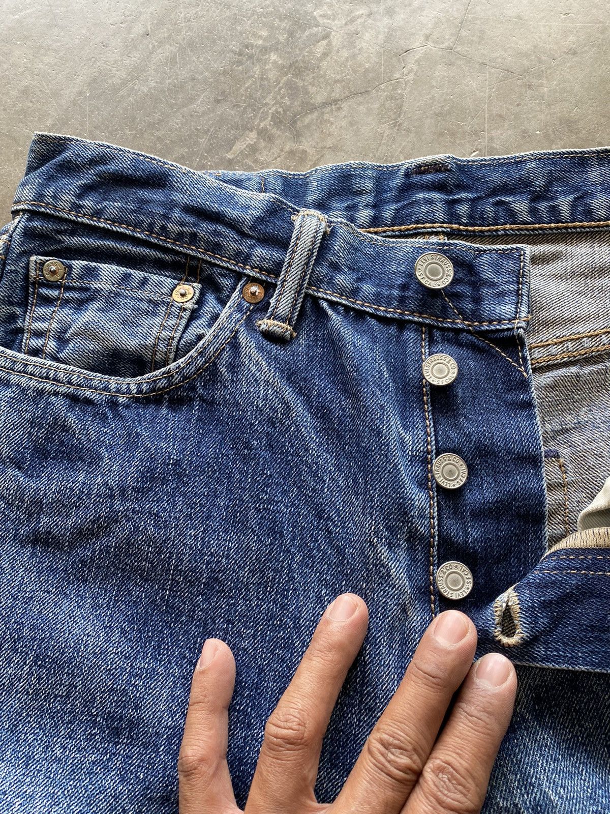Hysteric Glamour × Levi's × Tornado Mart Levis Vintage Leather Patch Blue Stone Wash 30x34 Size US 29 - 12 Thumbnail