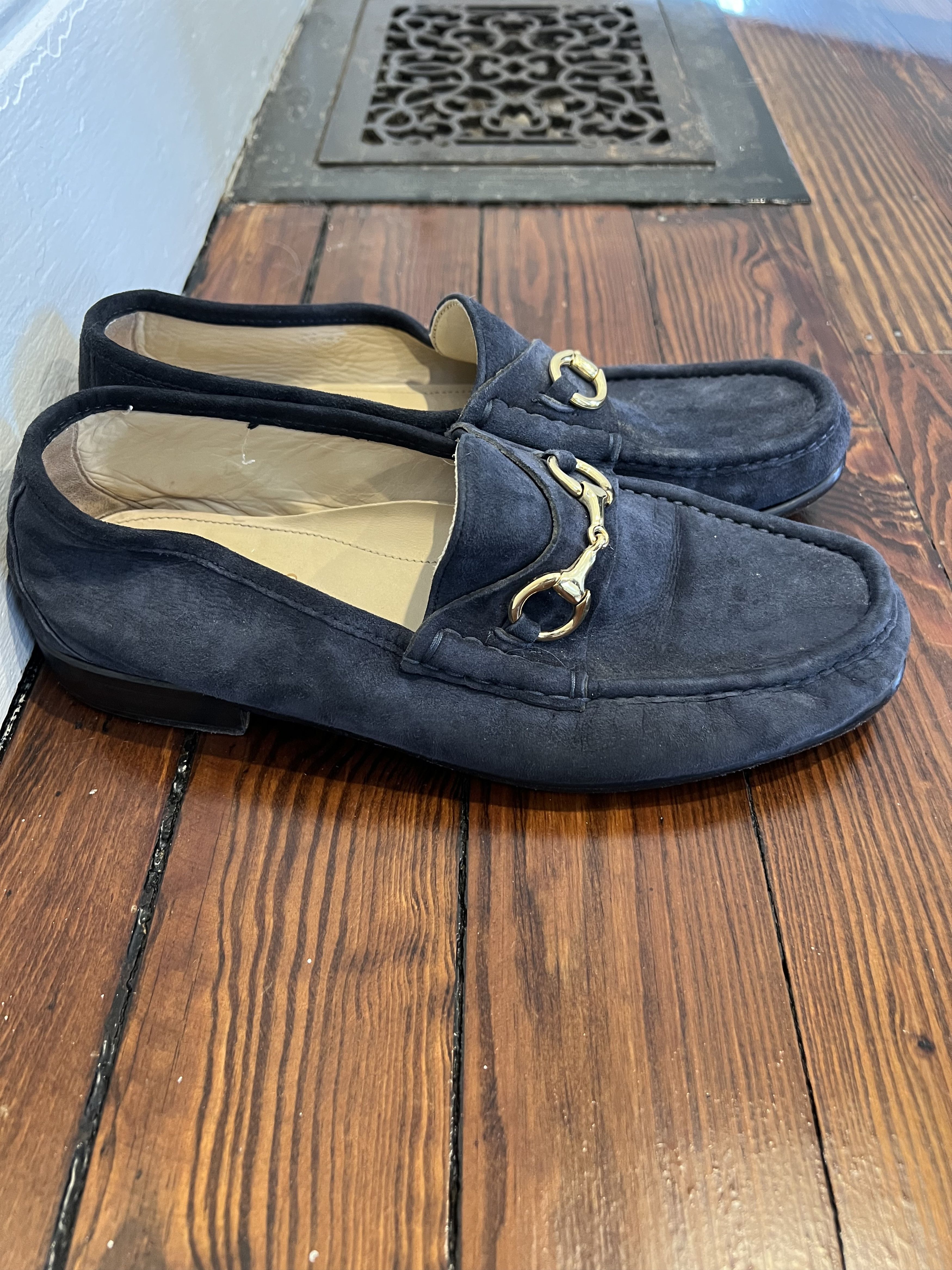 image of Horatio Blue Velvet Gold Clasp Loafers, Men's (Size 10)