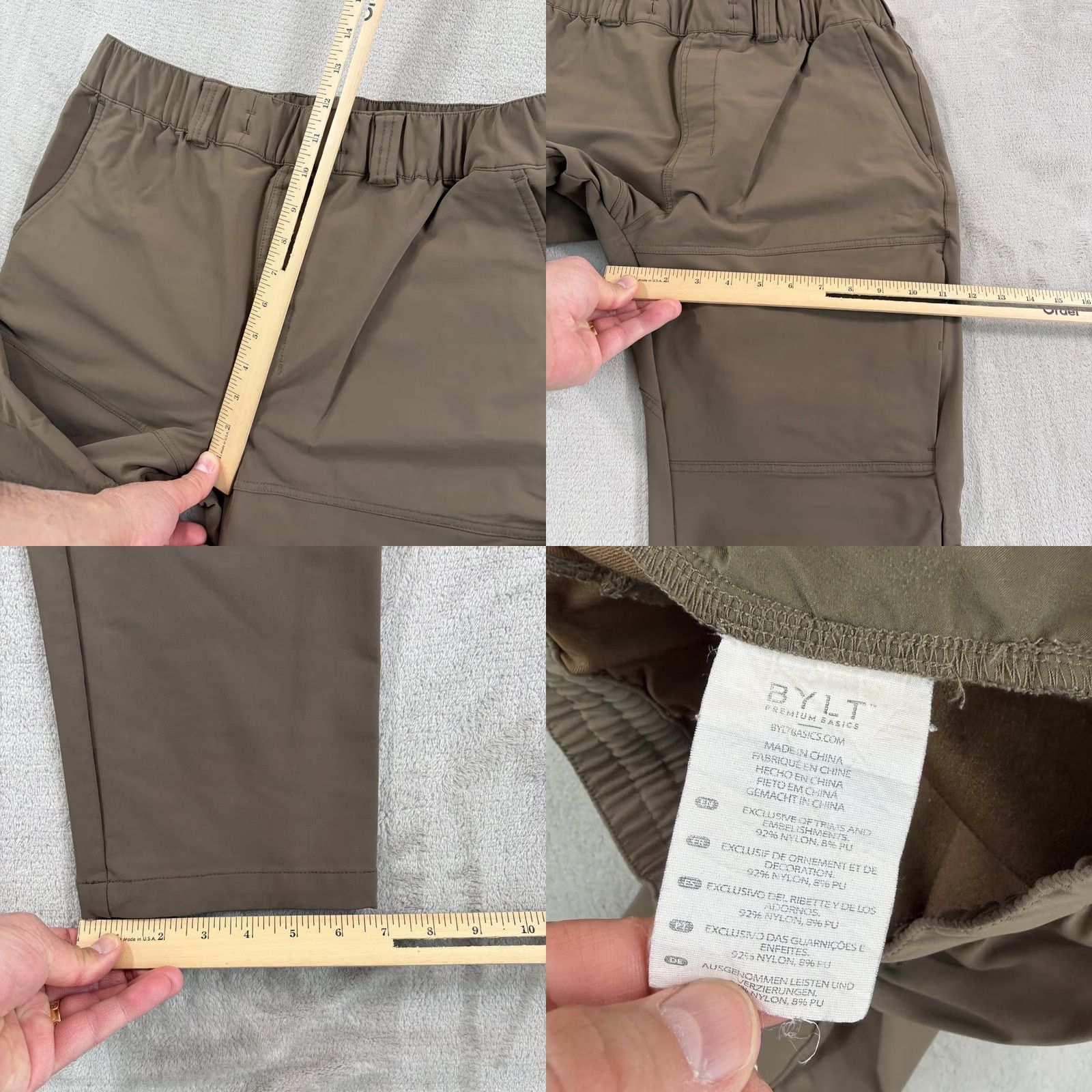 Vintage BYLT Pants Mens L Dark Taupe Premium Basics Active Cargo Men Tech Nylon Size US 33 - 8 Thumbnail
