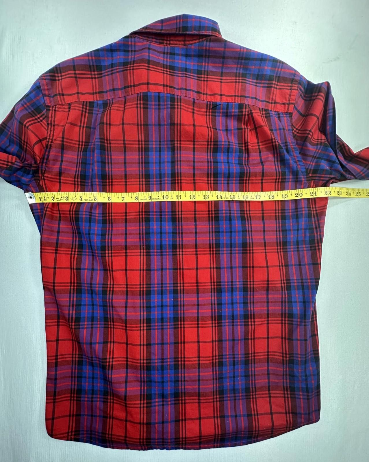 Sonoma Sonoma Plaid Cotton Spandex Blend Button Up Shirt Red/Blue M Size US M / EU 48-50 / 2 - 4 Thumbnail