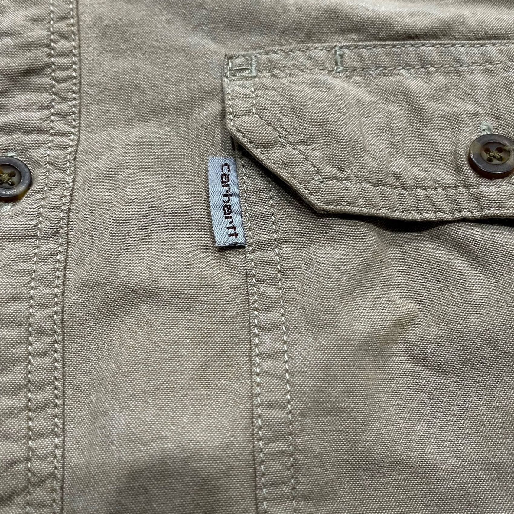 Carhartt Carhartt Shirt Button-Up Cotton Tan Short Sleeve XL Regular Fit Men Logo Workwear Beige Size US XL / EU 56 / 4 - 4 Thumbnail