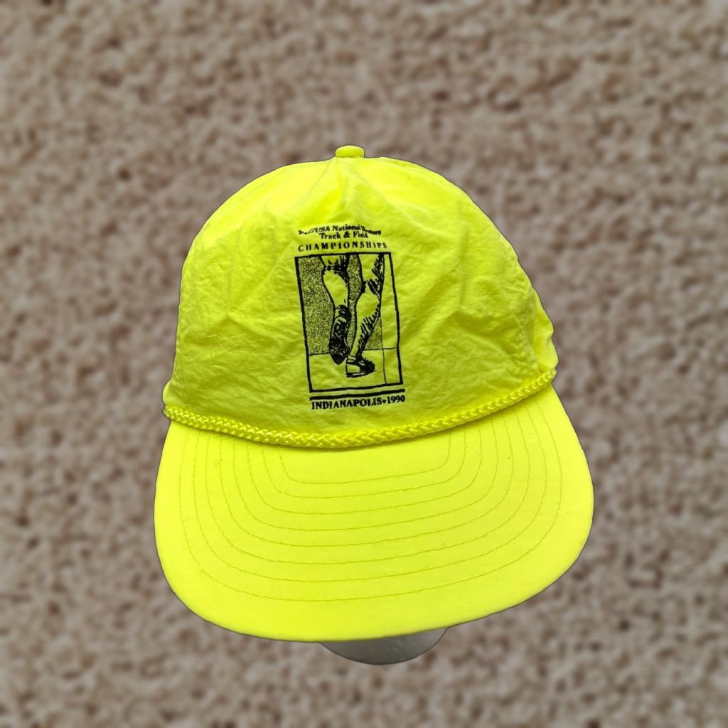 Vintage VINTAGE USA National Masters Hat Cap Snap Back Adult Small Neon Green Nylon Cap/ Hat Size ONE SIZE - 1 Thumbnail