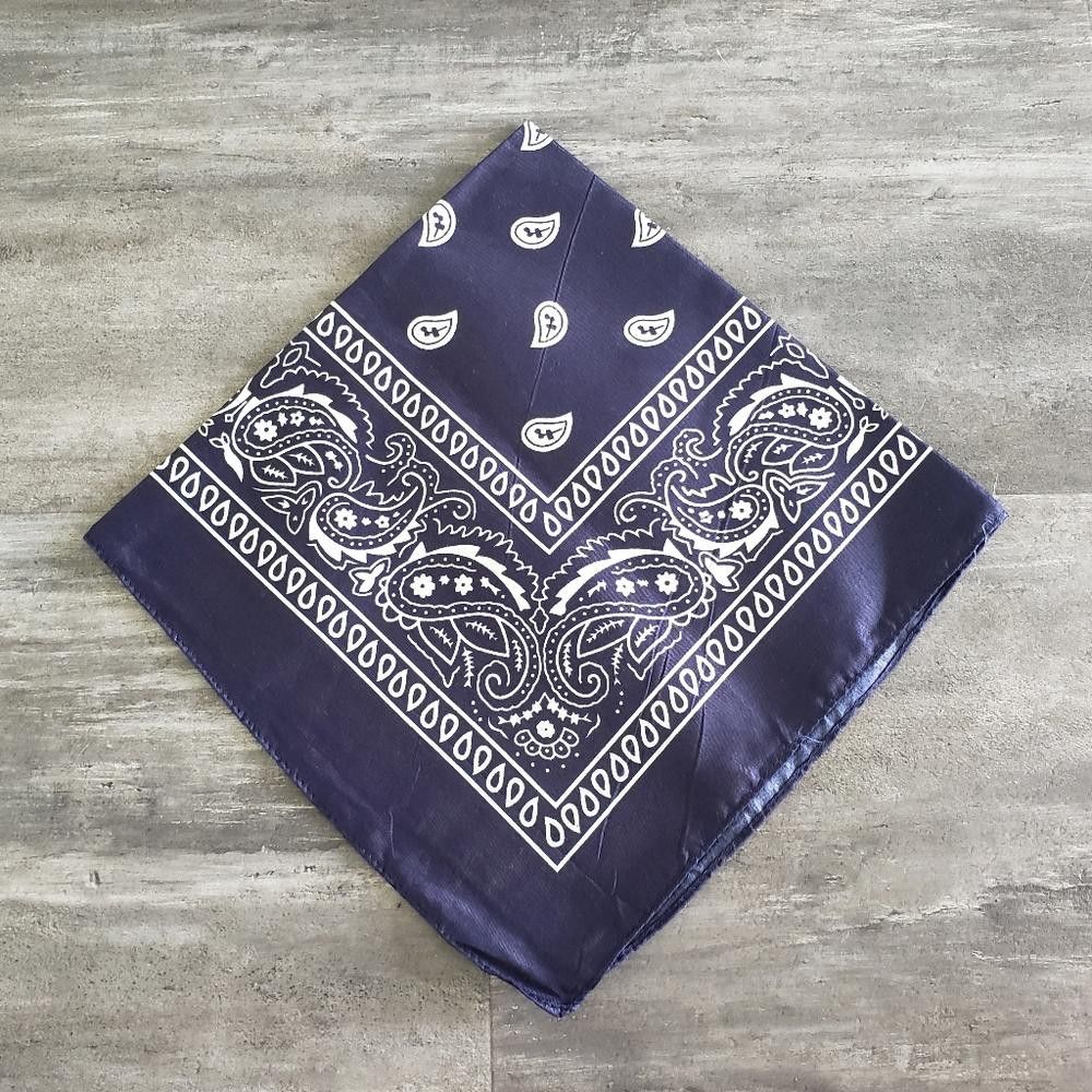 Designer Navy Paisley Printed Classic Bandana Size ONE SIZE - 1 Preview
