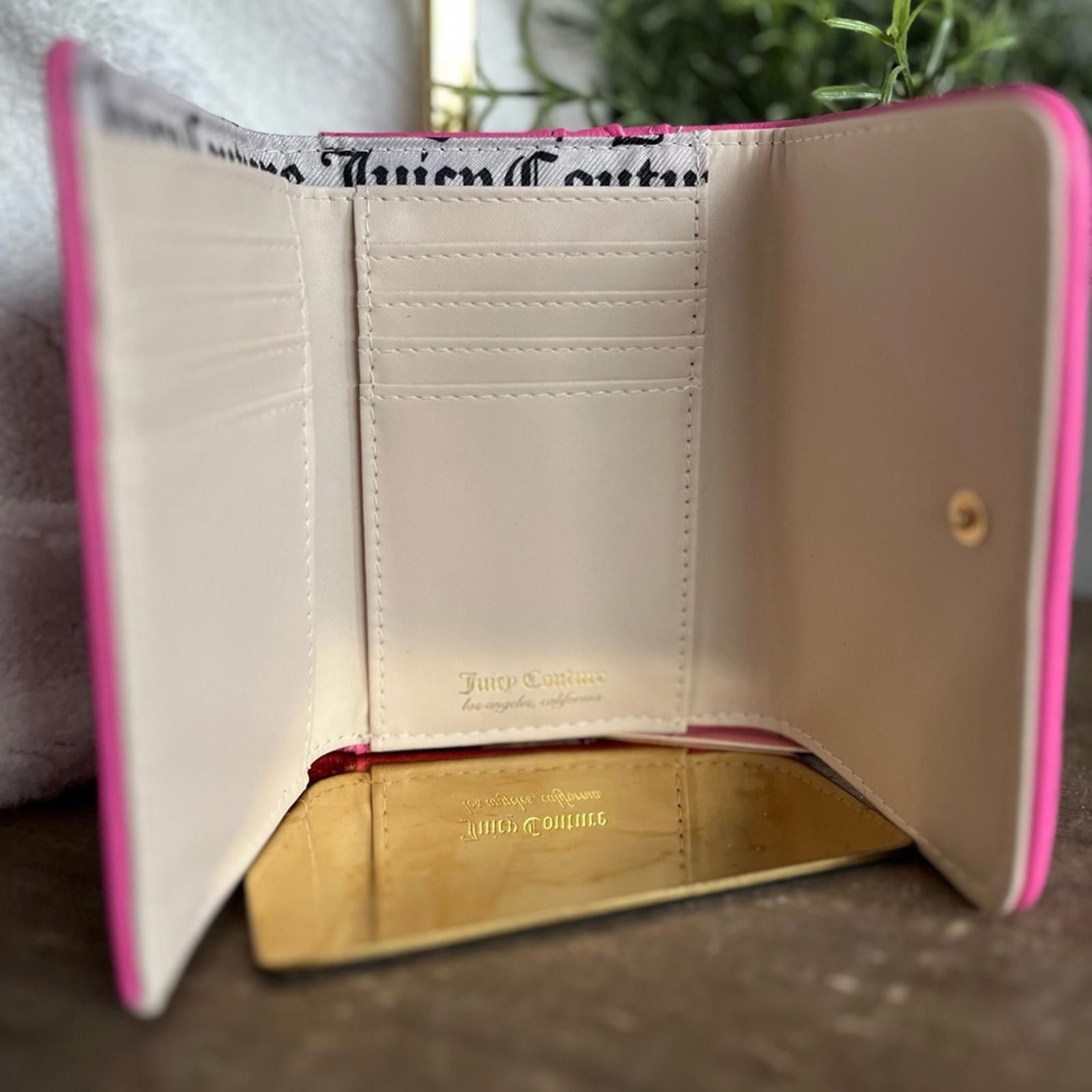 Juicy Couture Jeans Juicy Couture Pink Velvet Royal Double Sided Trifold Wallet Size ONE SIZE - 3 Thumbnail