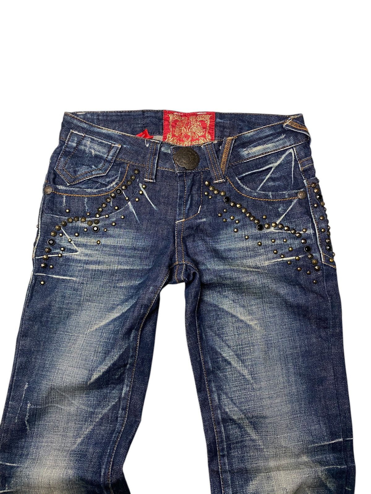 If Six Was Nine 2000's Red Pepper Seawash Studded Flare Jeans Size US 27 - 3 Thumbnail