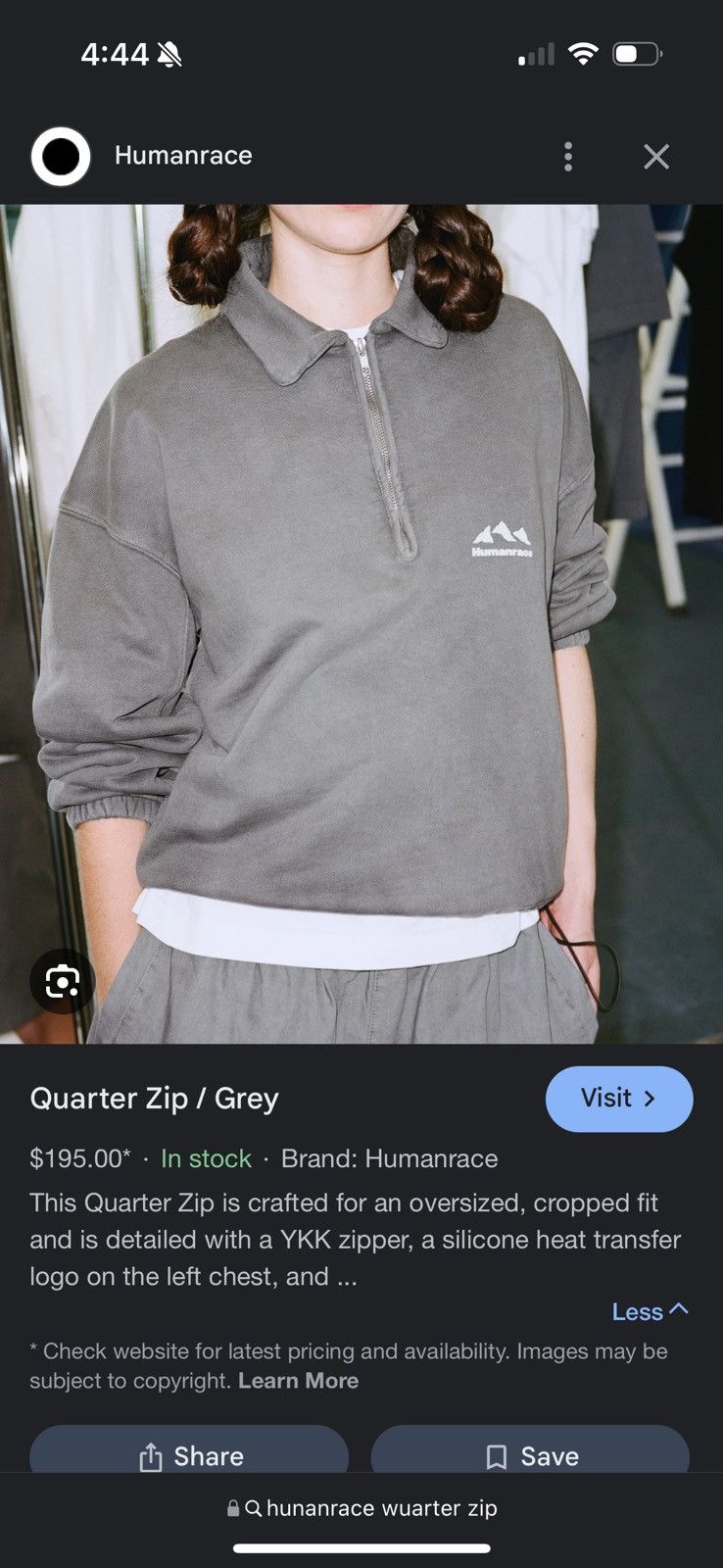 Humanrace Pharell Humanrace Quarter Zip Jacket Grey Size US XL / EU 56 / 4 - 3 Thumbnail