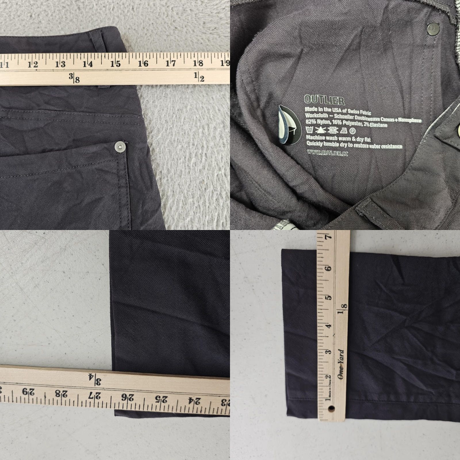Outlier Outlier Workcloth Jeans Mens 30 Charcoal Water Resistant Nylon Polyester Straight 5-pocket Slim Dungarees USA Size US 30 / EU 46 - 8 Thumbnail