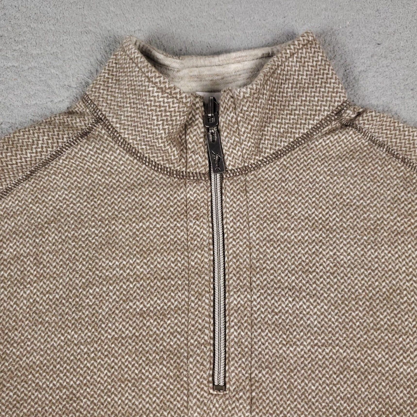 Tommy Bahama Tommy Bahama Mens Small Beige 1/4 Zip Pullover Sweater Cotton Blend Long Sleeve Size US S / EU 44-46 / 1 - 2 Thumbnail