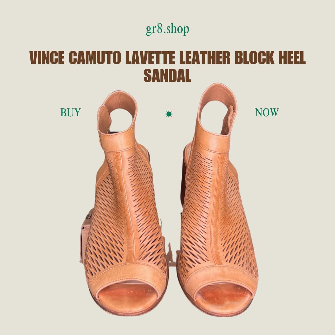 Vince Camuto Vince Camuto Lavette Perforated Leather Block Heel Sandals S Size US 8.5 / IT 38.5 - 1 Thumbnail