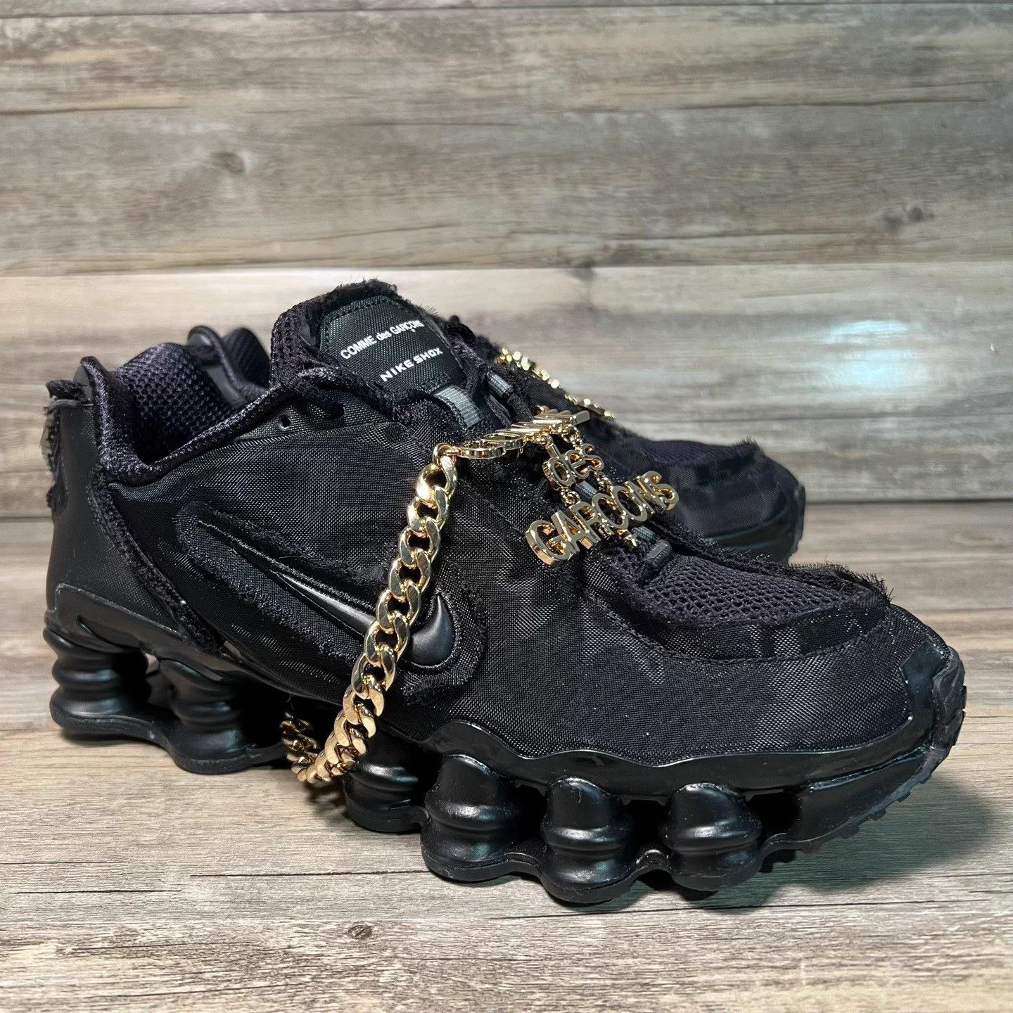 Nike Comme des Garcons Nike Shox TL Triple Black CJ0546-001 Size US 10 / EU 43 - 2 Thumbnail