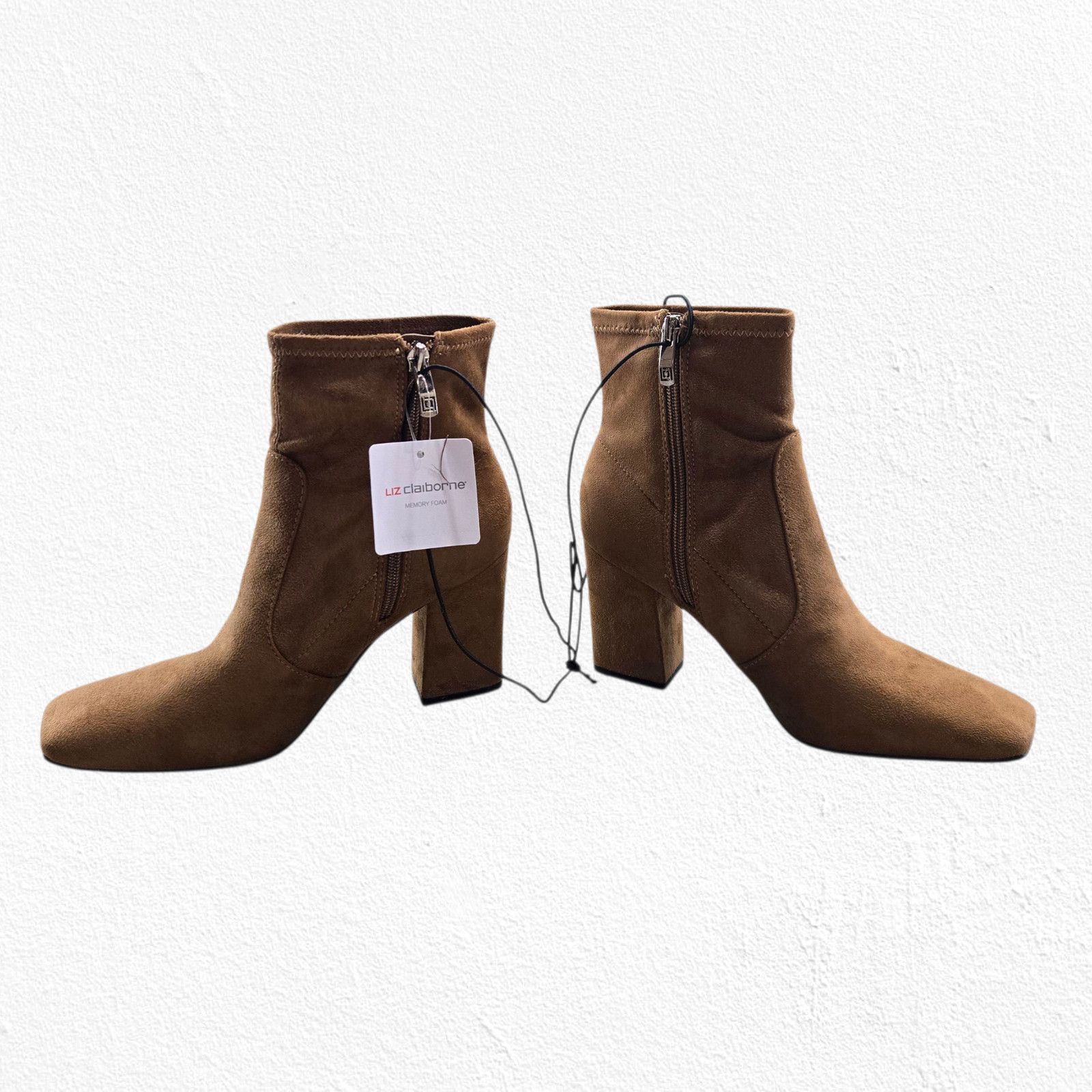 Other Tan Faux Suede Block Heel Ankle Booties Size 8.5 NIB Size US 8.5 / IT 38.5 - 3 Thumbnail