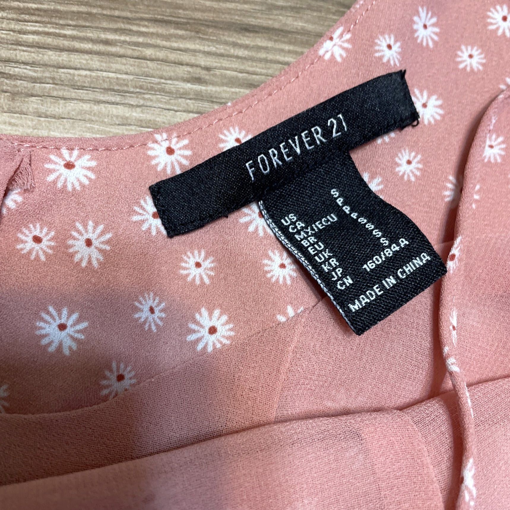 Forever 21 FOREVER 21 Womens Sundress Pink White Floral Layered Square Neck Small Size S / US 4 / IT 40 - 2 Thumbnail