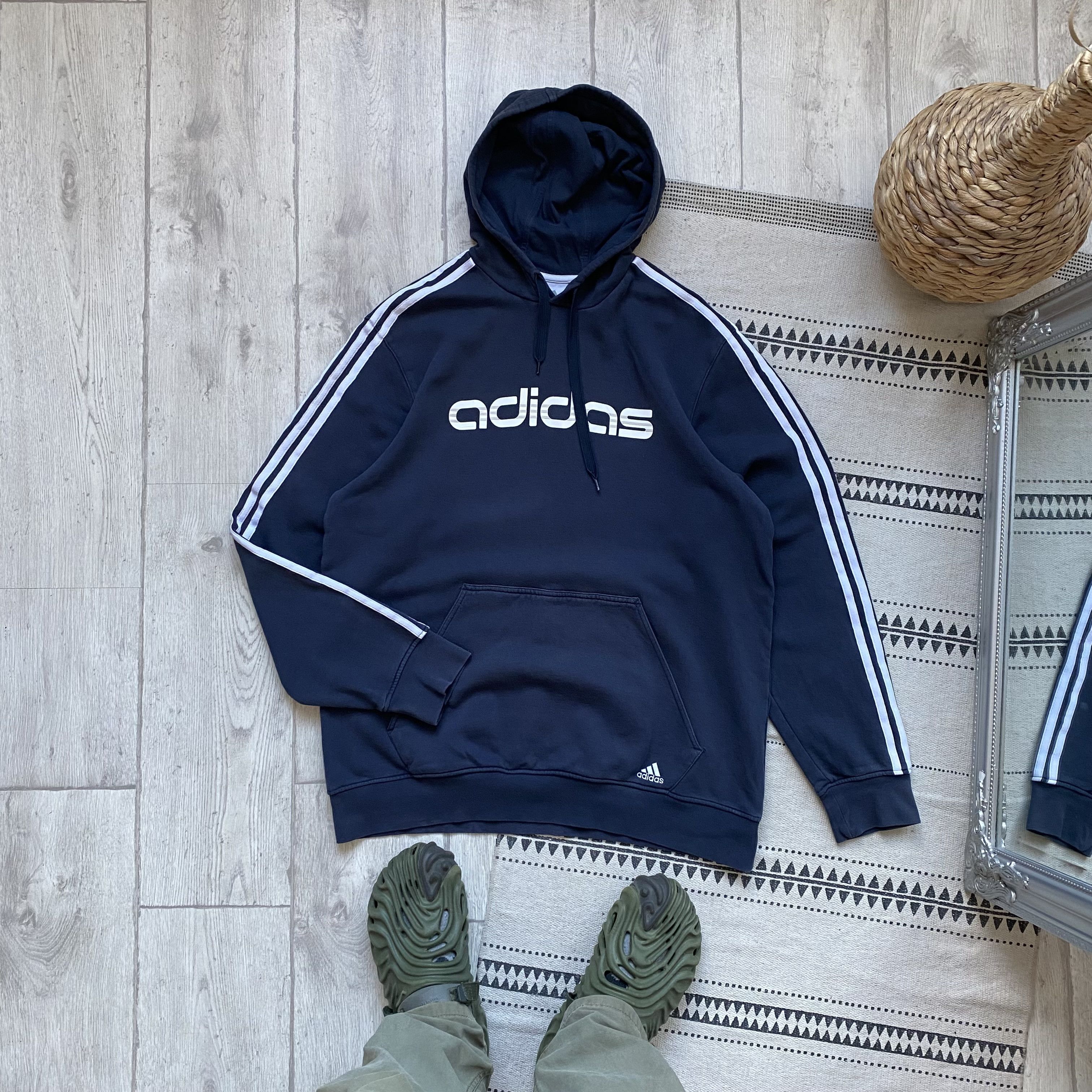 Adidas 🕷️Vintage 2000s Adidas hoodie center logo Umbro Nike Reebok Size US L / EU 52-54 / 3 - 4 Thumbnail