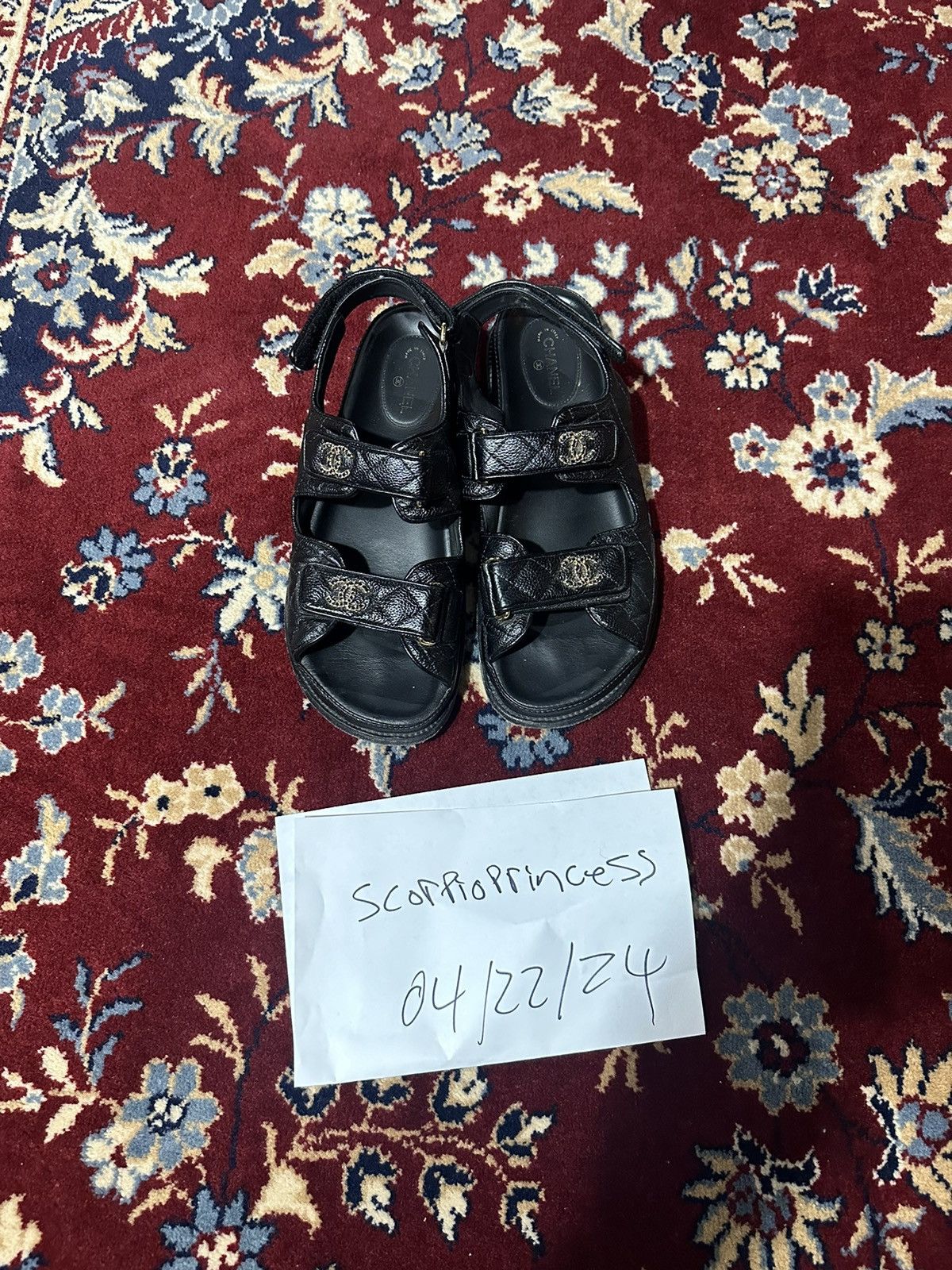 image of Chanel Quilted Dad Sandals in Black, Women's (Size 11)