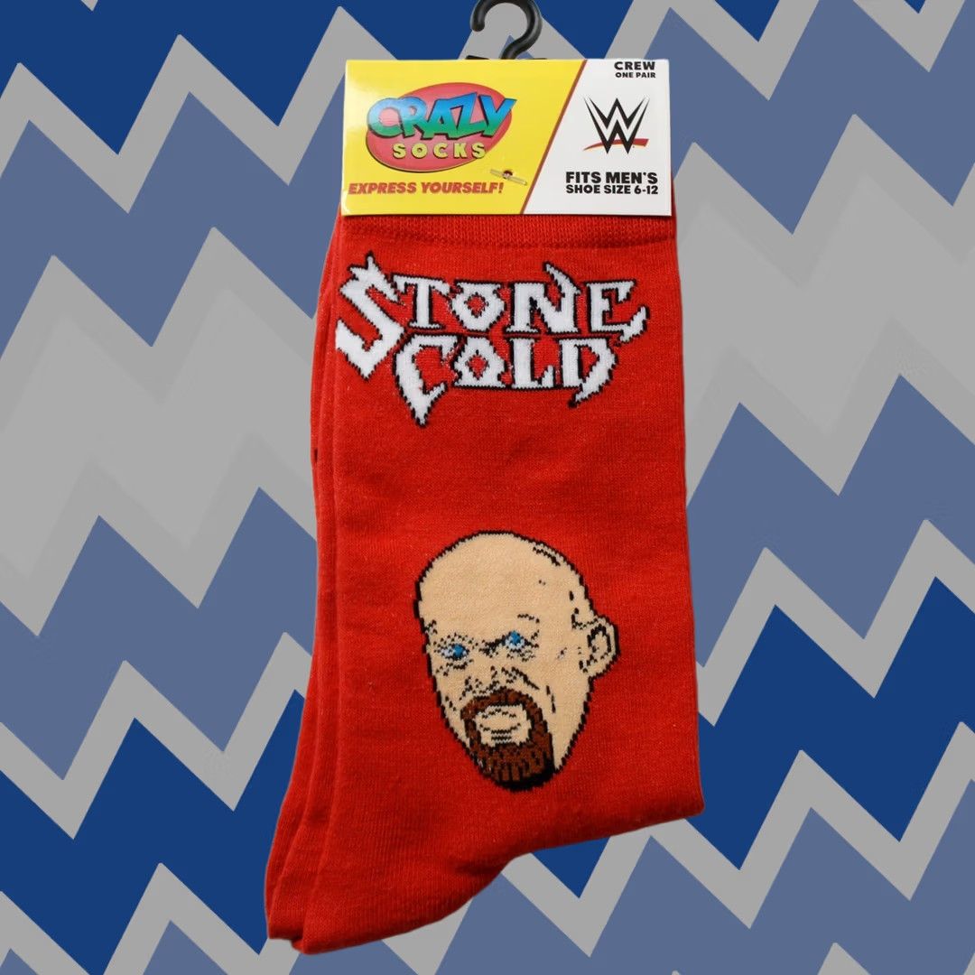 Vintage Crazy Socks Men's WWE Stone Cold Steve Austin Crew Socks Red Shoe Size 6-12 Size ONE SIZE - 1 Thumbnail