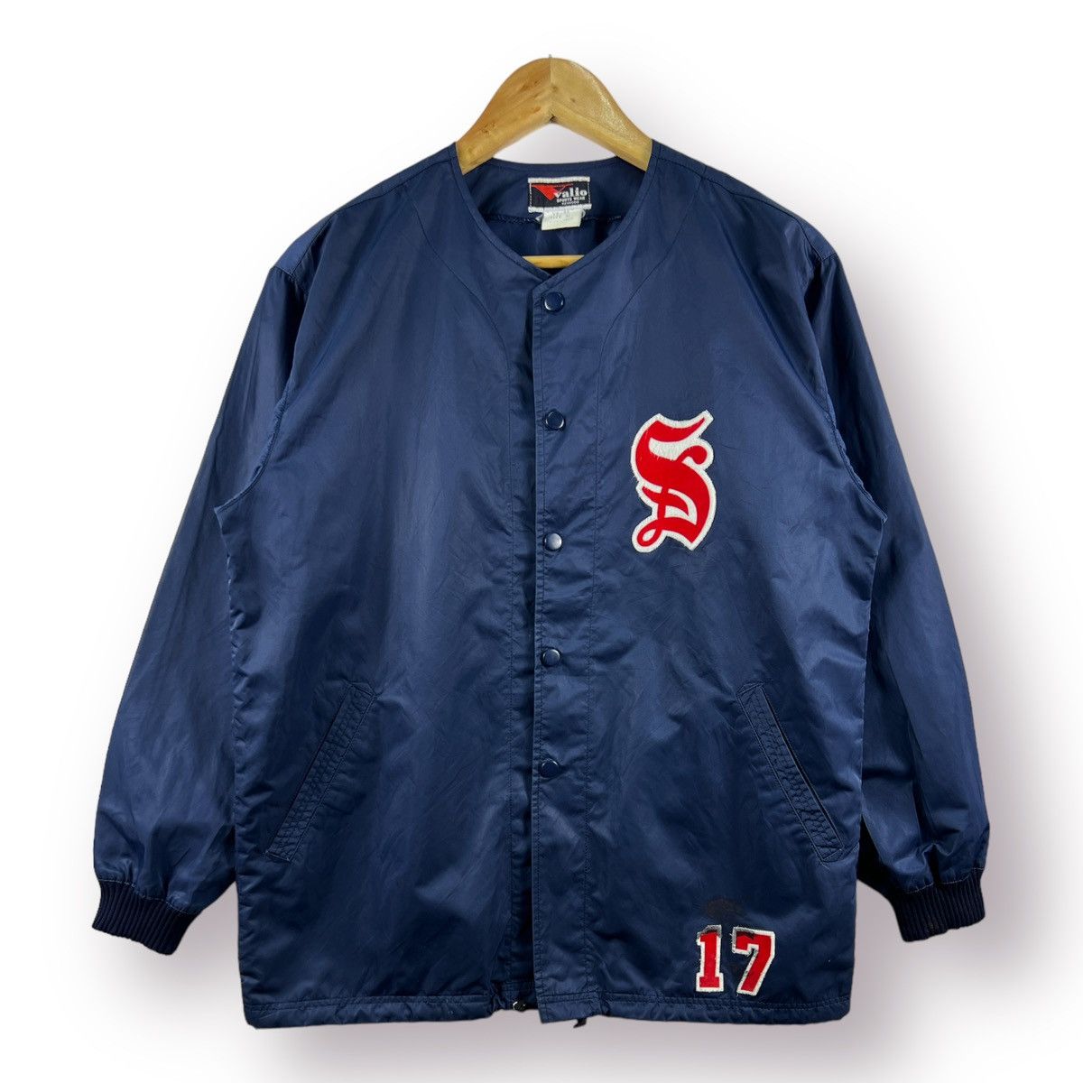 image of All Sport x Triple A Baseball Valio Sportwear Kenkodo Baseball Coach Jacket in Blue (Size Medium)