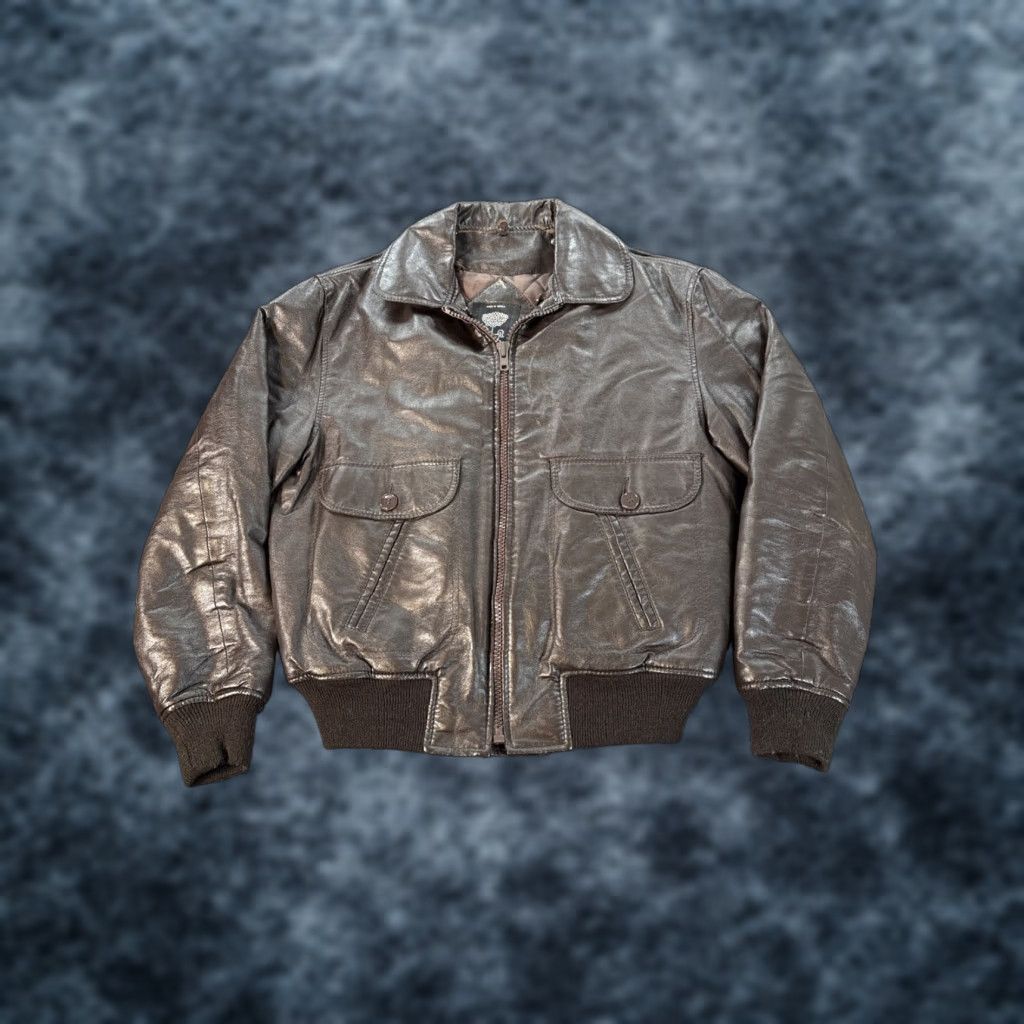 Vintage VINTAGE Unicorn Leather Jacket Womens Medium Brown Satin Bomber Zip 70s A2 Size M / US 6-8 / IT 42-44 - 1 Thumbnail