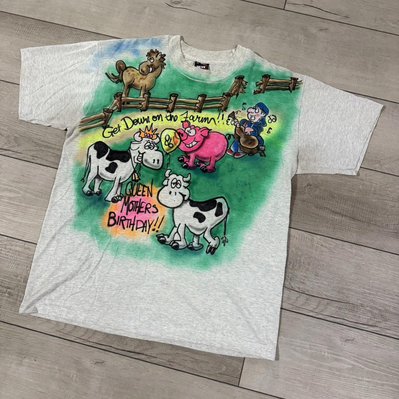 Fruit Of The Loom Vintage 90s Airbrush Farm Animals Tee Family Reunion USA L Size US L / EU 52-54 / 3 - 1 Thumbnail