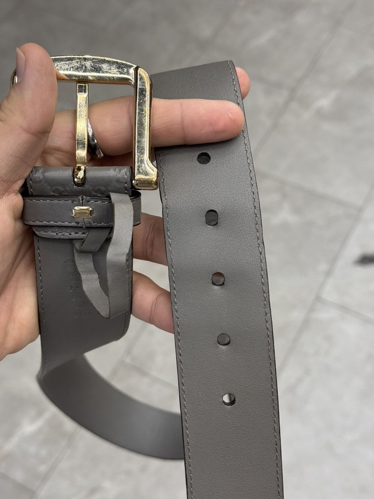 Gucci Gucci GG Embossed Monogram Grey Leather Belt Size 34 - 6 Thumbnail