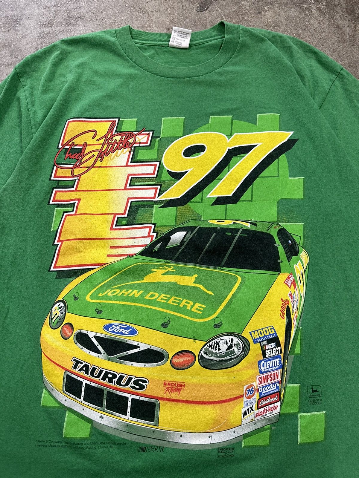 NASCAR Vintage 90s Nascar Chad Little John Deere Racing T-Shirt Size US XL / EU 56 / 4 - 5 Thumbnail
