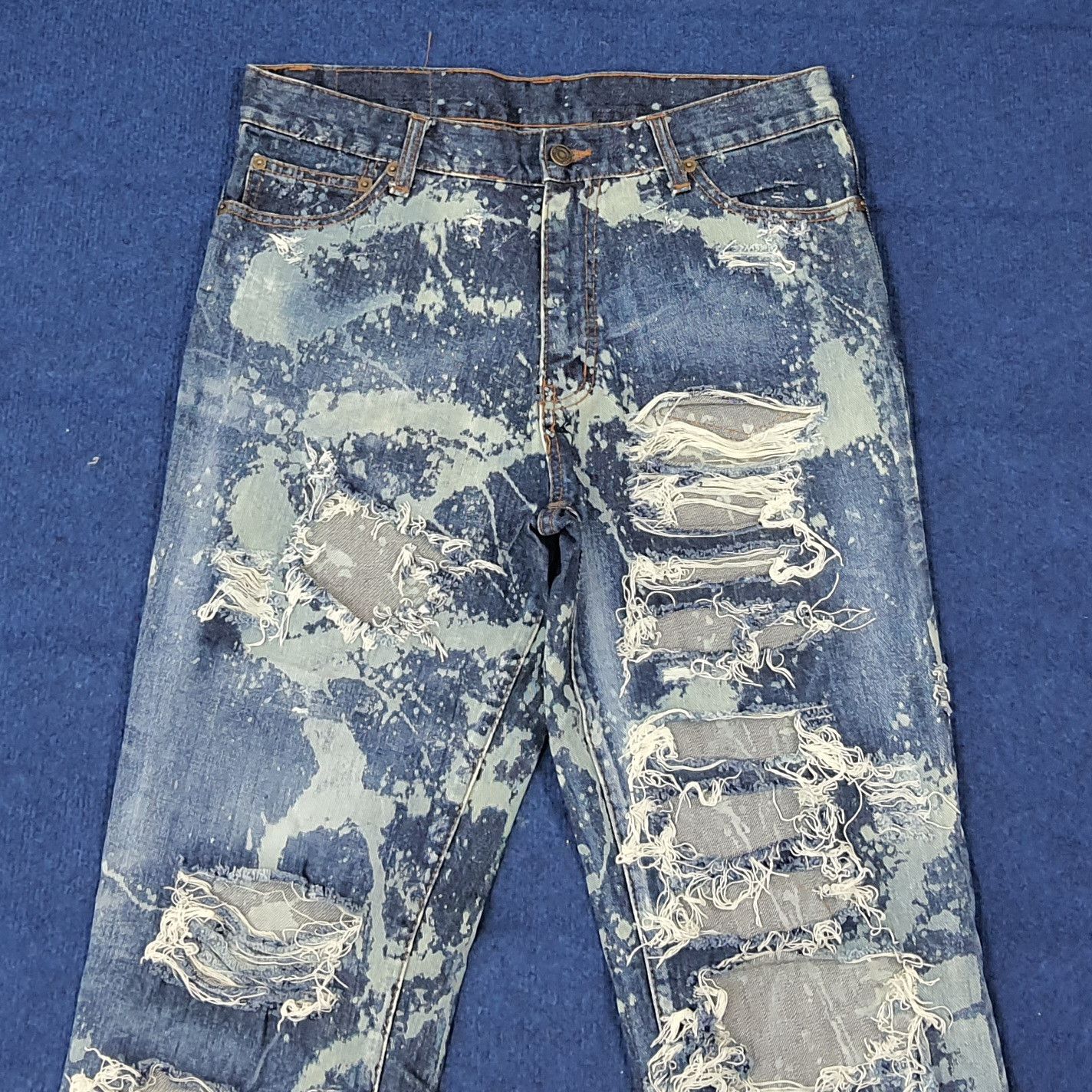 Vintage Vintage D/EX Denim Exchange Distressed Paint Jeans C272N2 Size US 33 - 2 Thumbnail