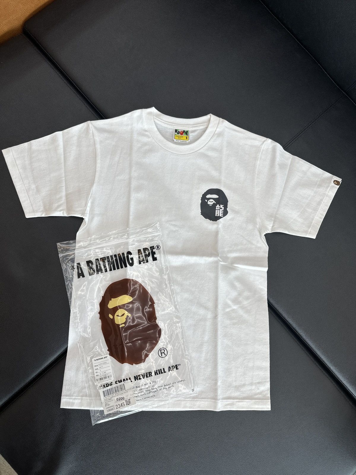 image of Bape “Year Of Dragon” Ape Face Tee in White, Men's (Size Small)