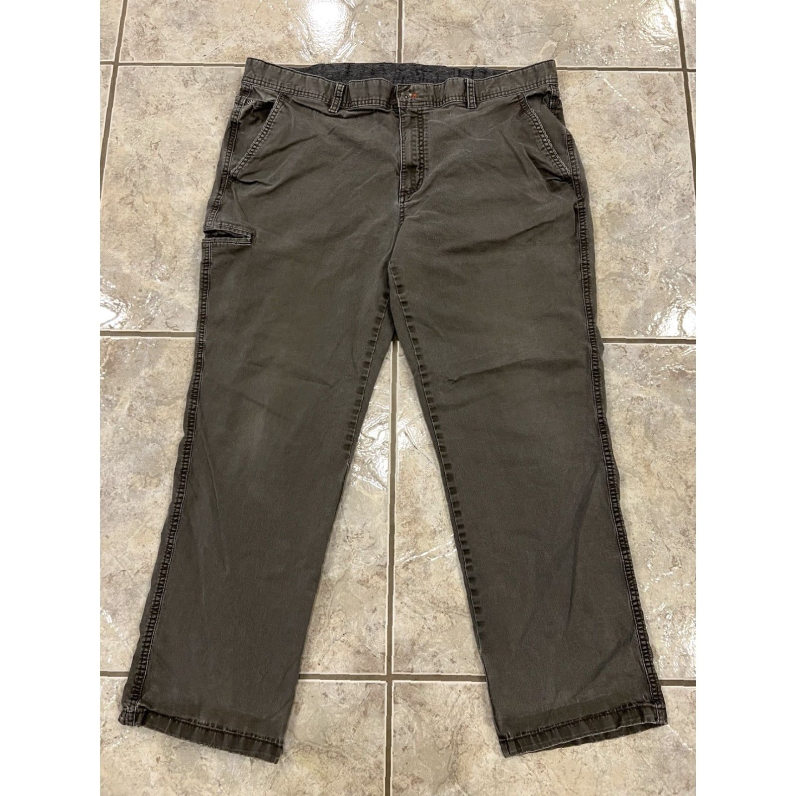 Weatherproof VINTAGE Weatherproof Mens 40X30 Pants Straight Leg Chino Dark Olive Green Cotton Blend Stretch casual Workwear Size US 40 / EU 56 - 5 Thumbnail