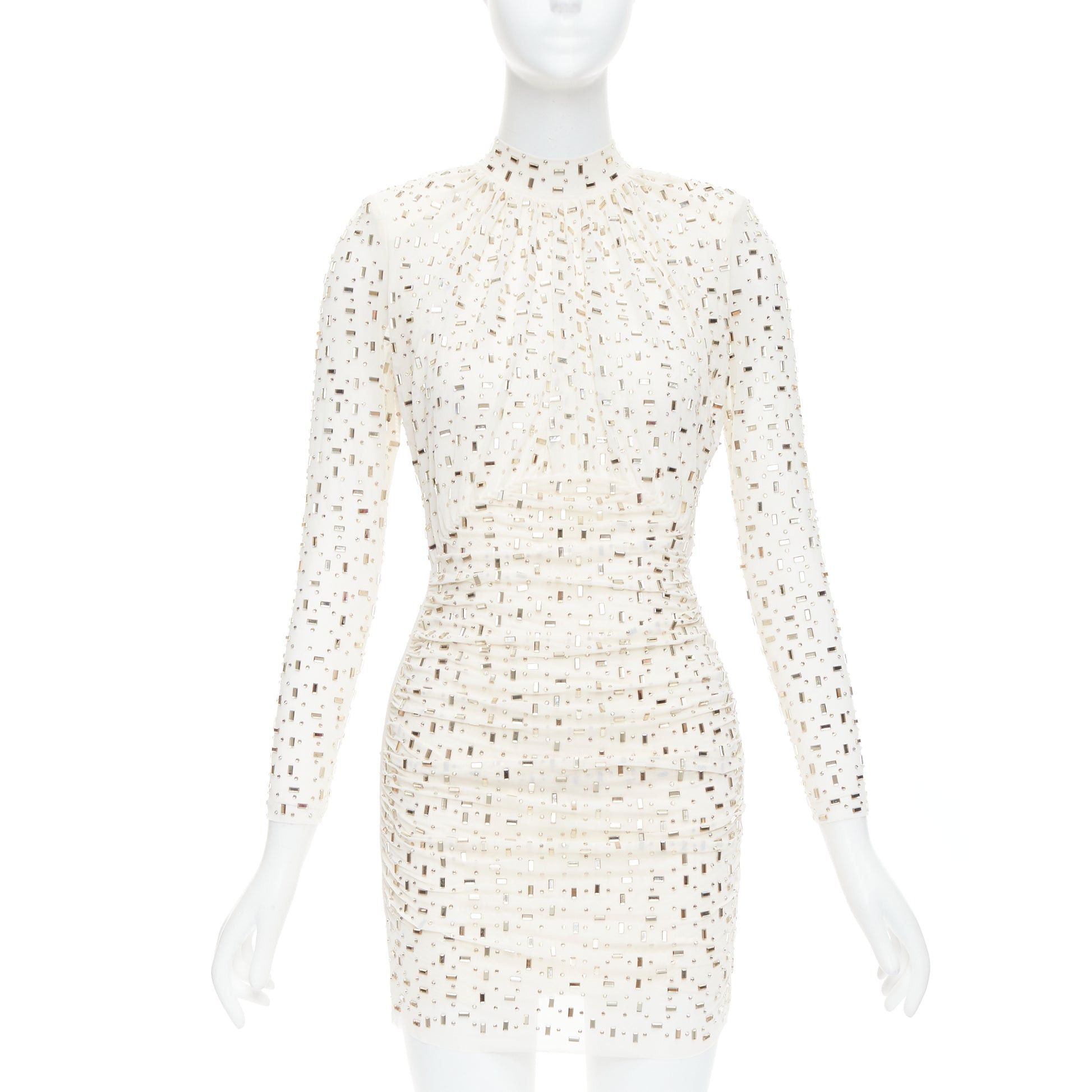 Self-Portrait SELF PORTRAIT 2024 Rhinestone mesh champagne tulle embellished mini dress UK6 XS Size XS / US 0-2 / IT 36-38 - 1 Thumbnail