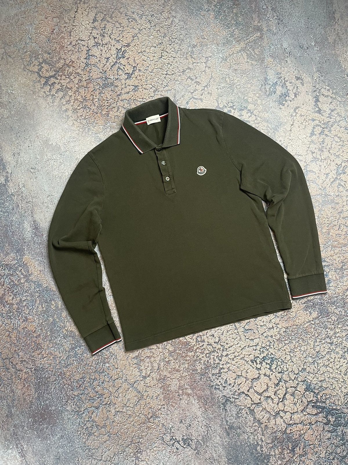 image of Moncler Maglia Polo Manica Lunga Shirt Long Sleeve Luxury in Olive, Men's (Size Small)