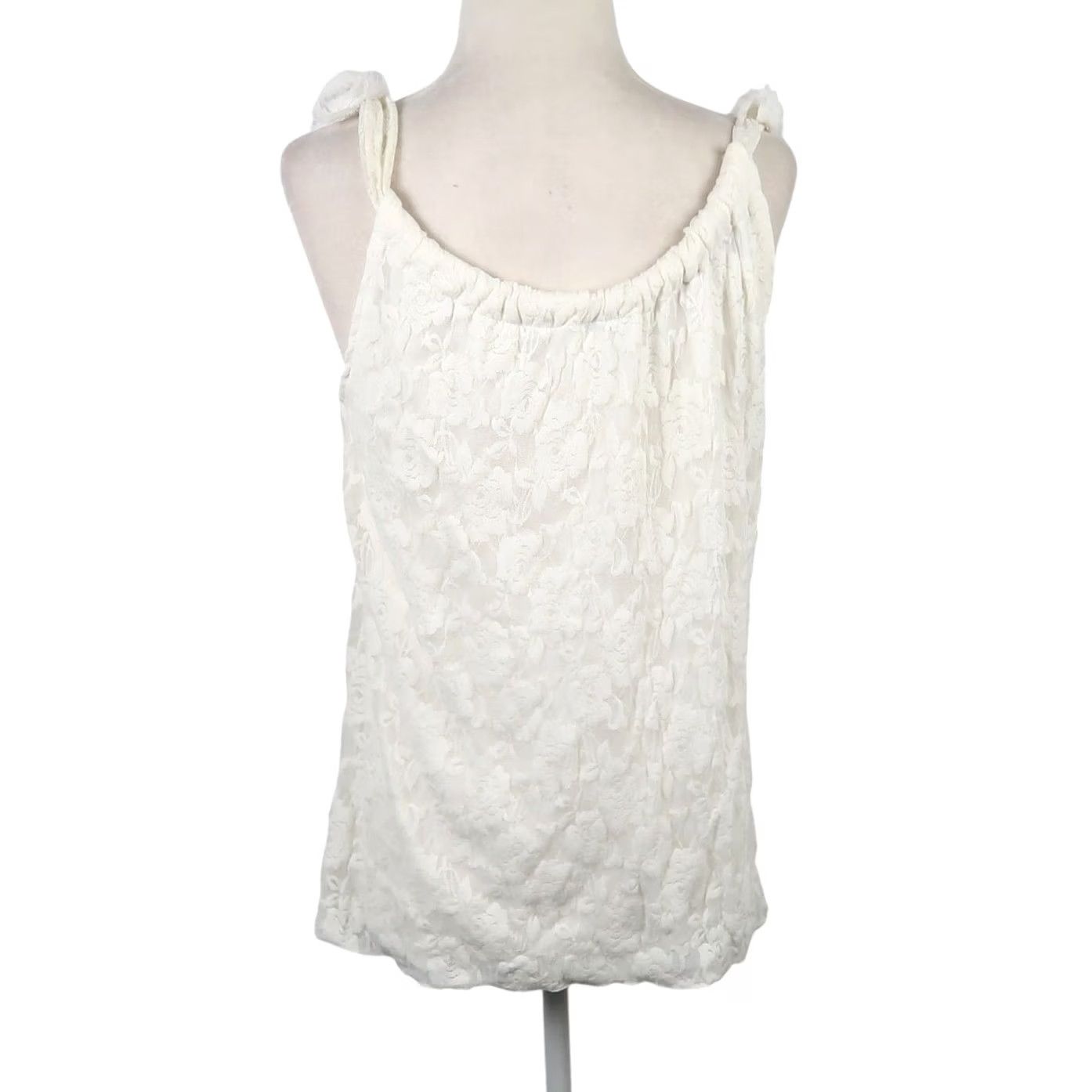 Vintage VINTAGE CDW Tank Womens Lace Floral Sleeveless Rosette Necklace FlowY Cream White 90s M Womens Size M / US 6-8 / IT 42-44 - 4 Thumbnail