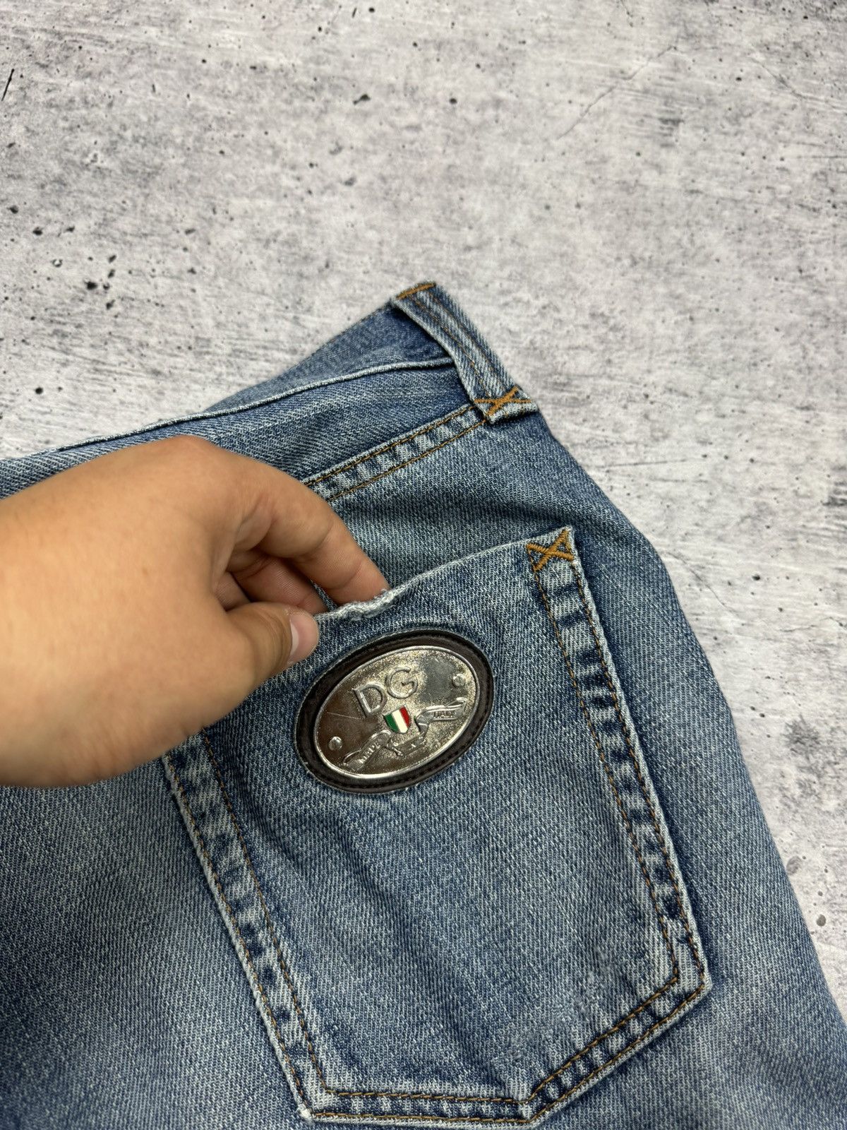 💥 Dolce&Gabbana Metal Pocket Big Logo Blue Stonewashed Jeans