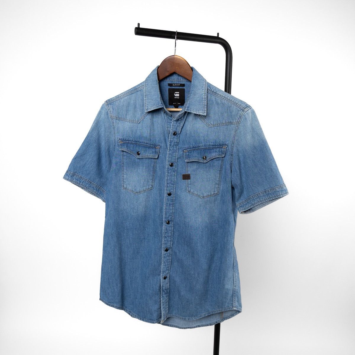 G-Star G-Star Raw 3301 Slim Mens Jean Denim Shirt Short Sleeve Blue Size US S / EU 44-46 / 1 - 1 Thumbnail