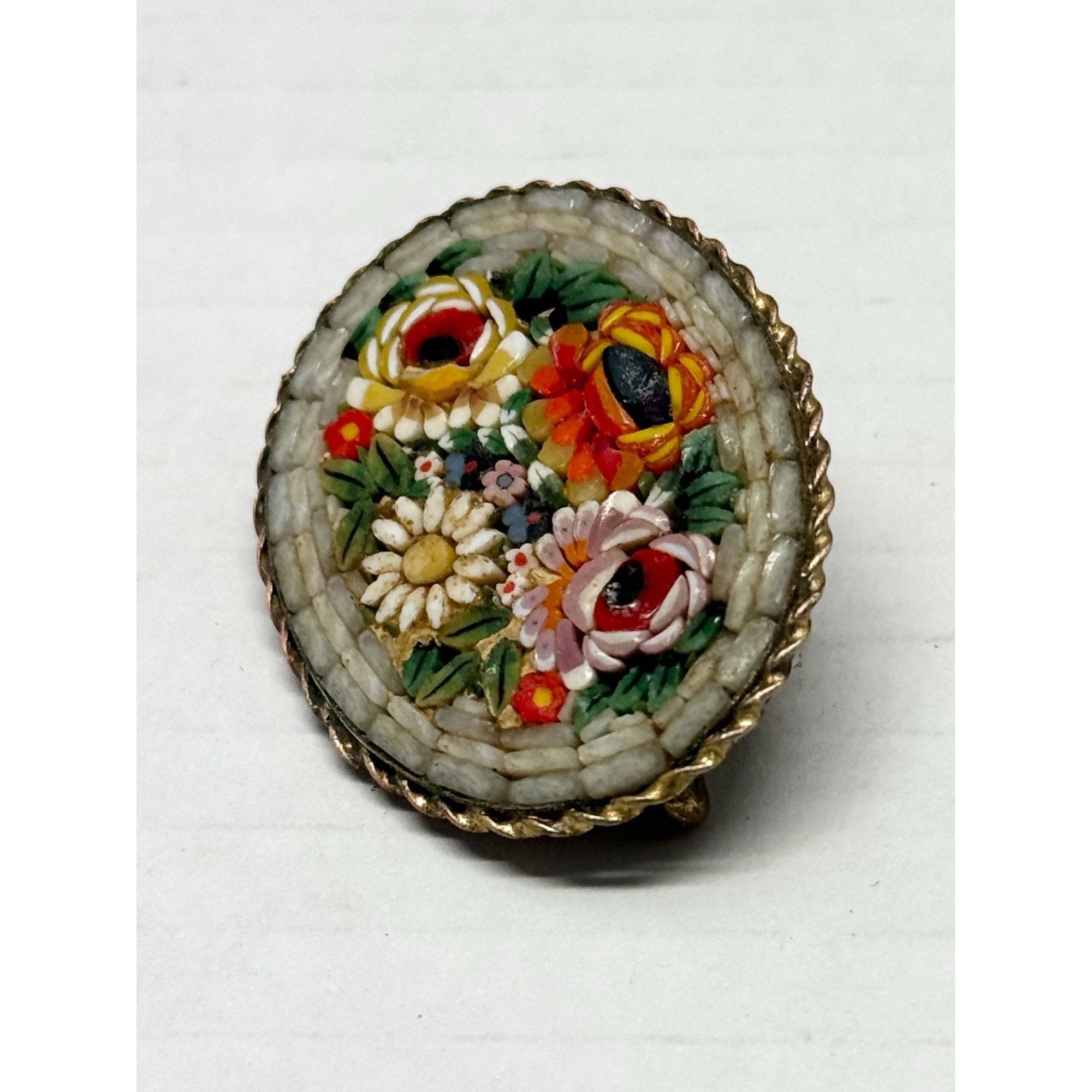 Vintage Vintage micro mosaic floral brooch pin Size ONE SIZE - 5 Thumbnail