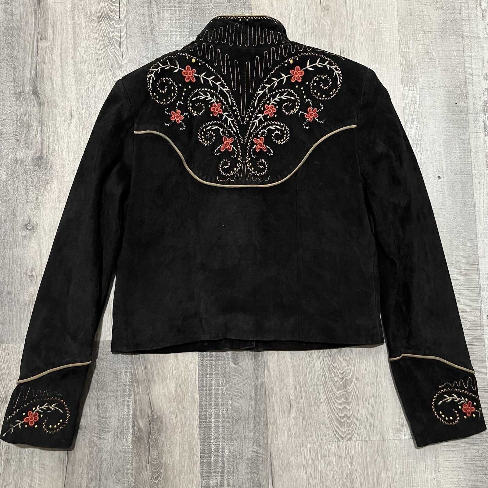 Scully Leather Scully Western Jacket Womens Black Suede Cropped Floral 8 Size M / US 6-8 / IT 42-44 - 2 Thumbnail
