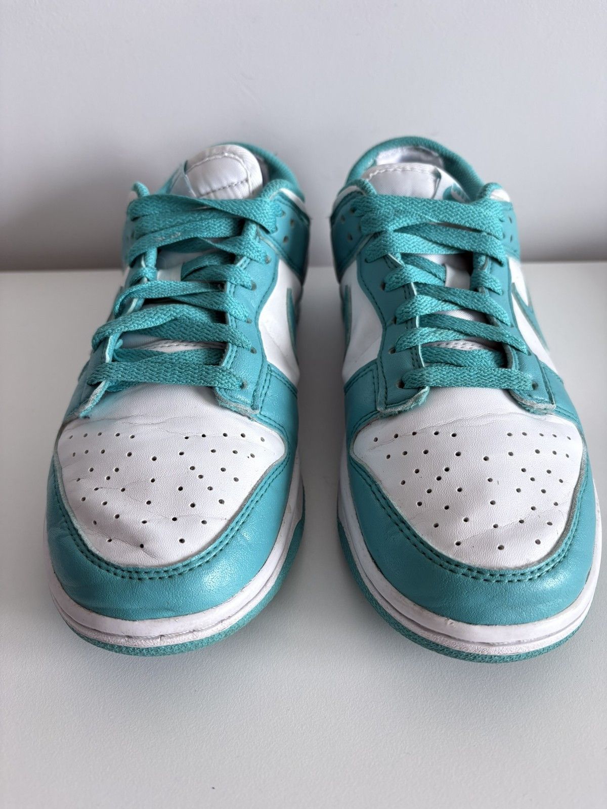 Nike Nike Dunk Low white turquoise leather sneakers size 38.5 Size US 8.5 / IT 38.5 - 2 Thumbnail