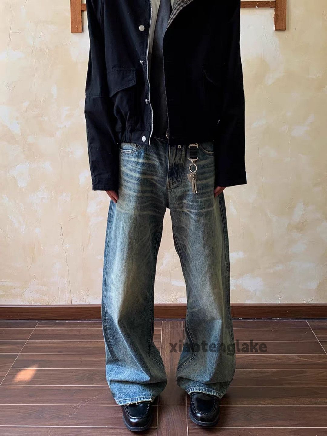 Jean Custom washed faded loose baggy hiphop yuppie jeans Size US 32 / EU 48 - 5 Thumbnail