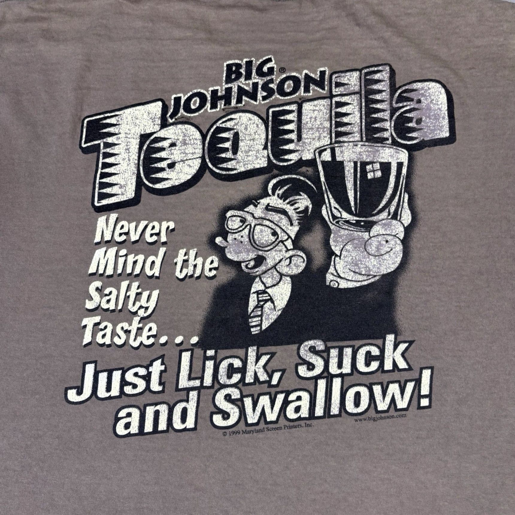 Gildan VINTAGE Big Johnson Tequila T Shirt Funny Quote Humor Brown Distressed Adult XL Size US XL / EU 56 / 4 - 6 Thumbnail