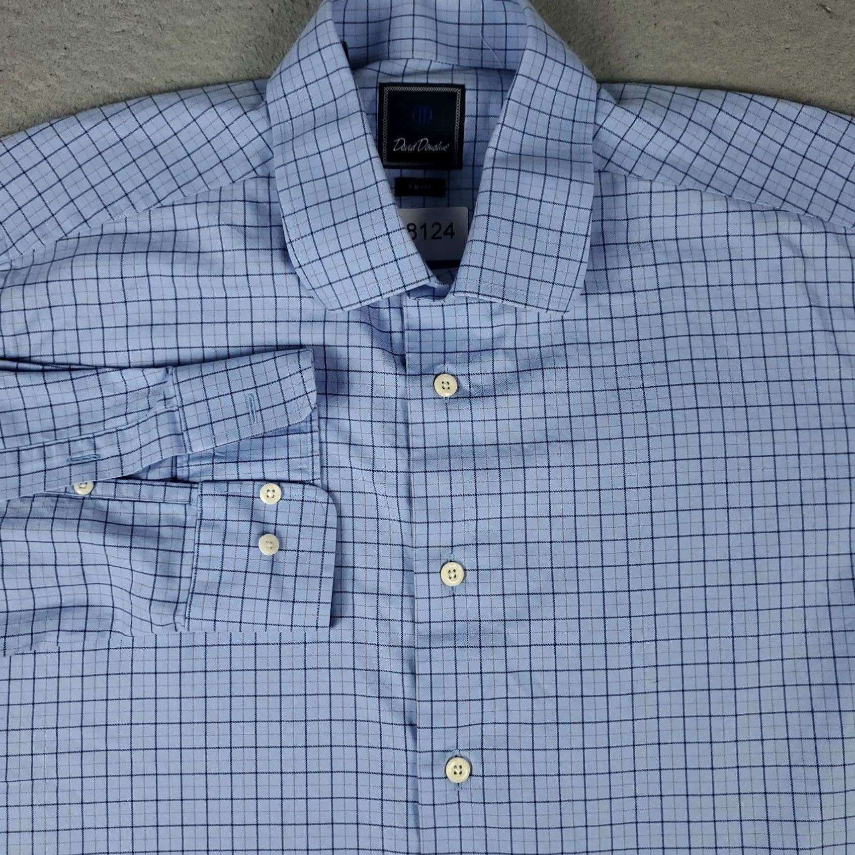 David Donahue David Donahue Dress Shirt Mens Size 17 Blue Plaid Long Sleeve Button Up Size 46R - 2 Thumbnail