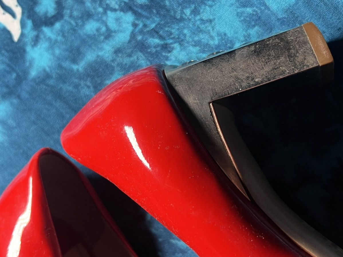 Miu Miu Miu Miu Red Patent Leather Block Heel Pumps Y2K Size US 4 / IT 34 - 13 Thumbnail