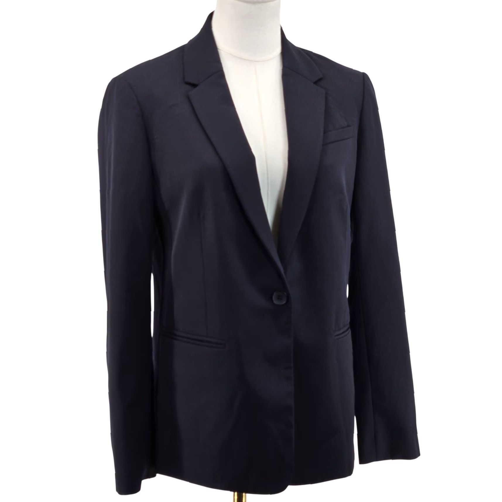 Everlane Everlane Blazer Womens 4 Blue Slim Fit One-Button Wool Shell Lined Jacket Size S / US 4 / IT 40 - 2 Thumbnail