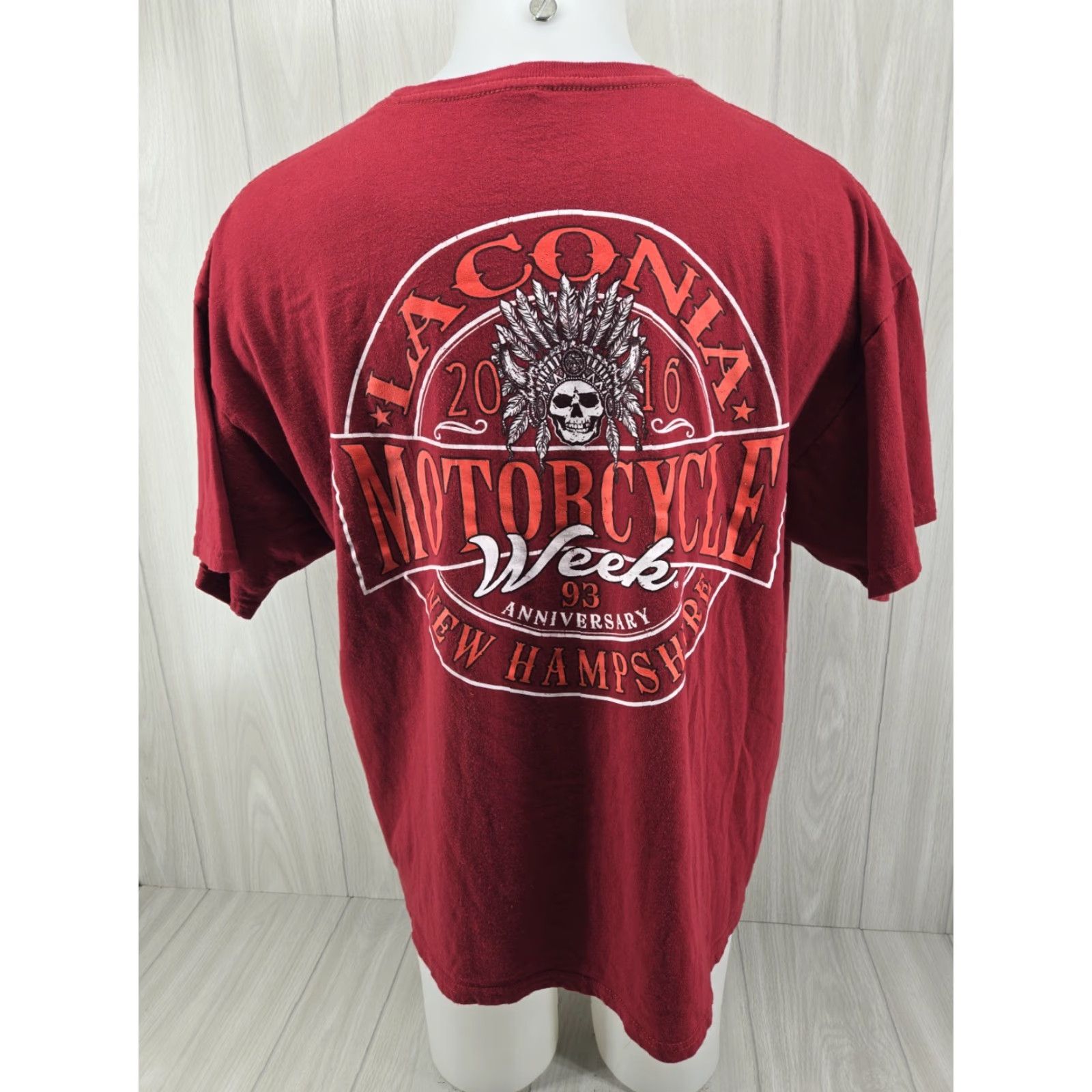 Vintage VINTAGE? No. 2016 Laconia Motorcycle Week New Hampshire T Shirt Adult XL Red Mens Size US XL / EU 56 / 4 - 2 Thumbnail