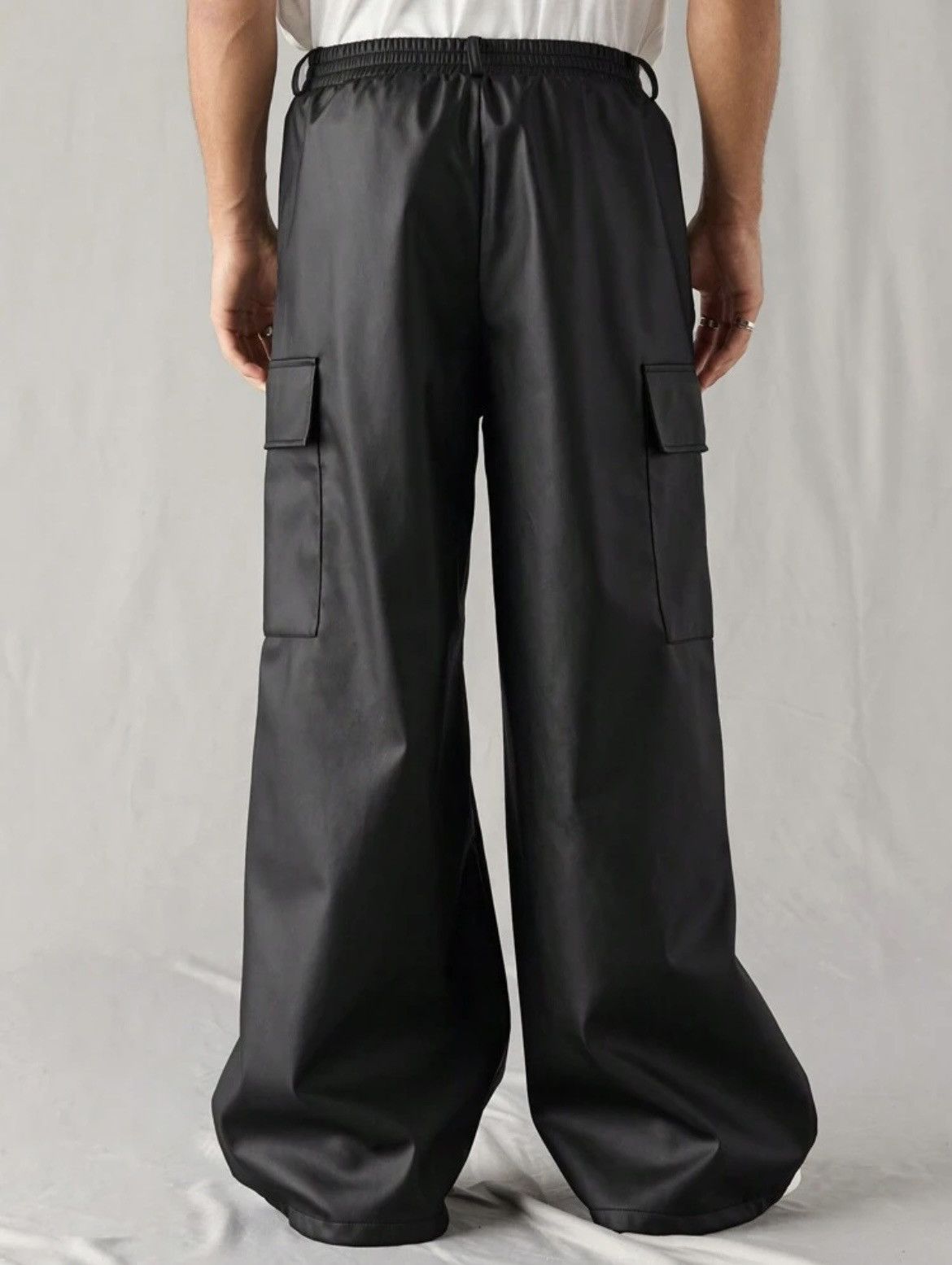 Shein Manfinity RebelGame Woven Loose Straight Leather Pants 44 Size US 44 / EU 60 - 6 Thumbnail