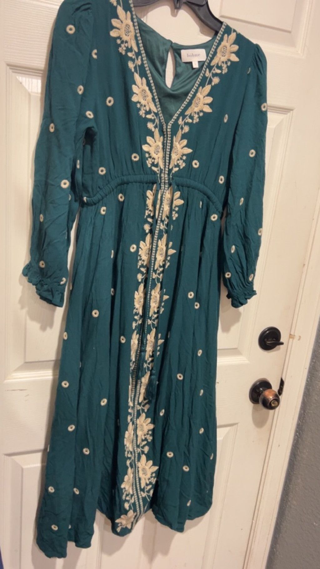 Poeme Bohemien Women's Bohme Teal Embroidered Midi Dress L Size L / US 10 / IT 46 - 2 Thumbnail