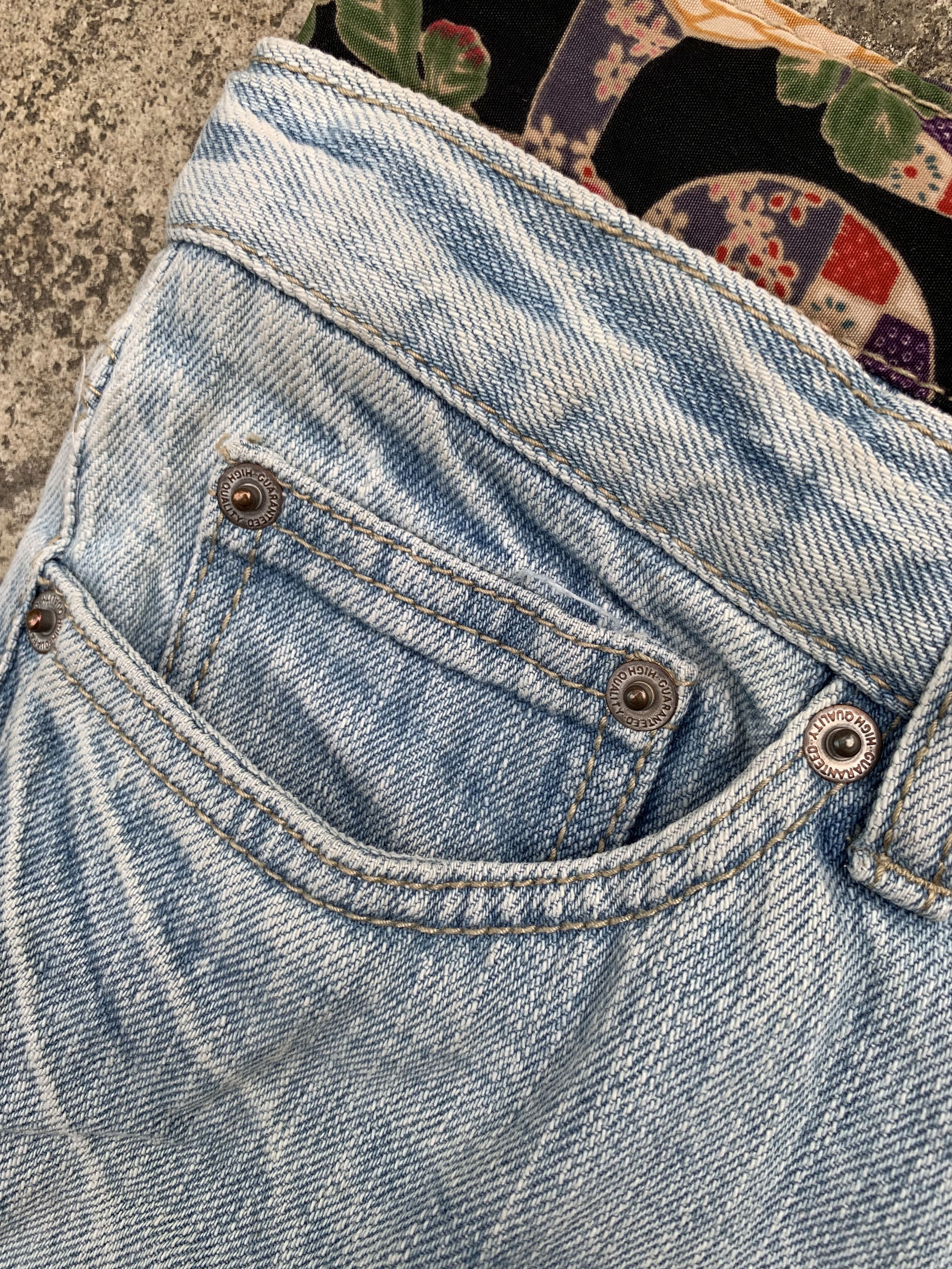 Japanese Brand Vintage Japanese Brand Shashiko DoubleWaist Distressed Jeans Size 29" - 4 Thumbnail