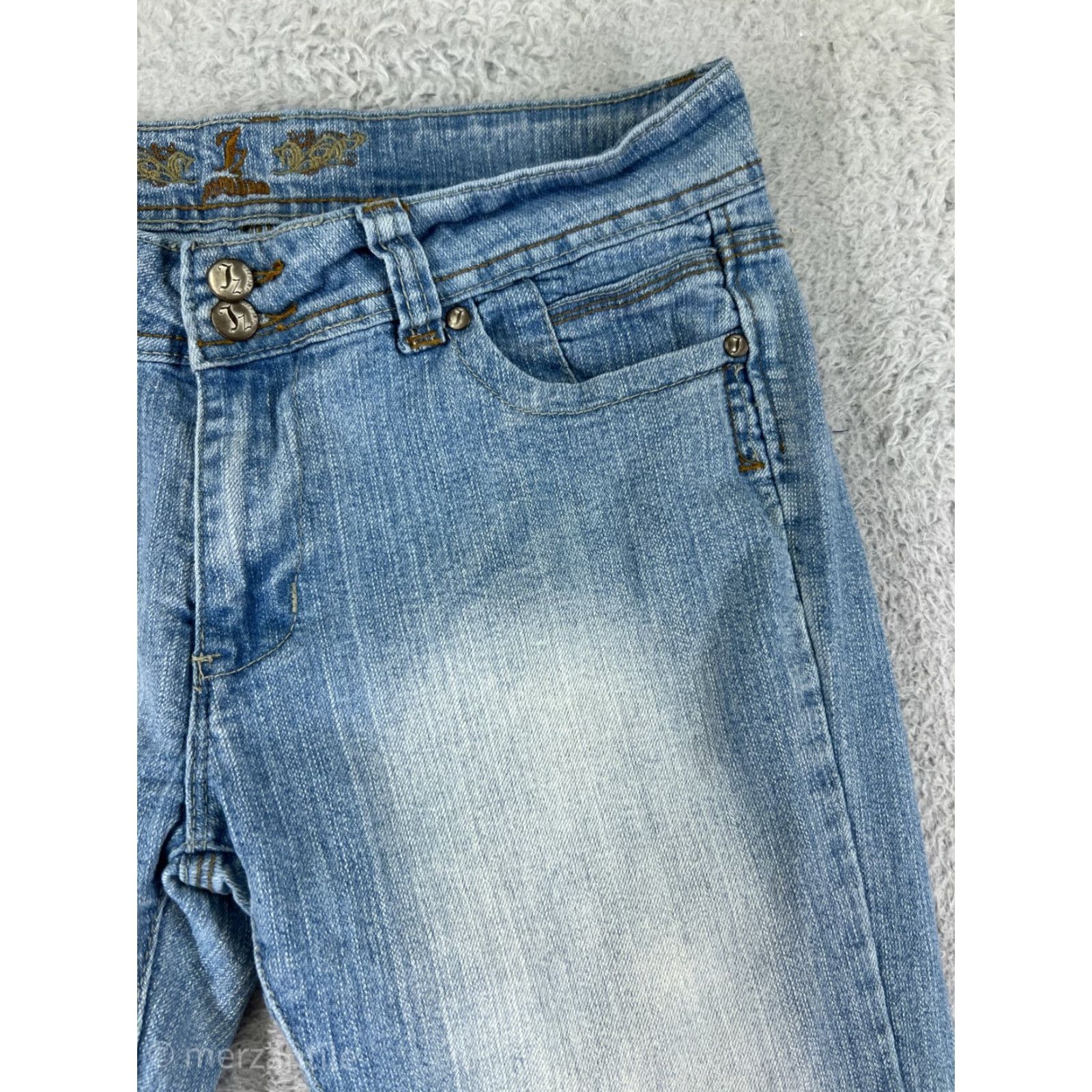 Vintage Jinzu Jeans Denim Womens 9 Blue Distressed Mid Rise 5-Pocket Style Bootcut Cotton Blend Jeans Womens Size 30" / US 8 / IT 44 - 7 Thumbnail